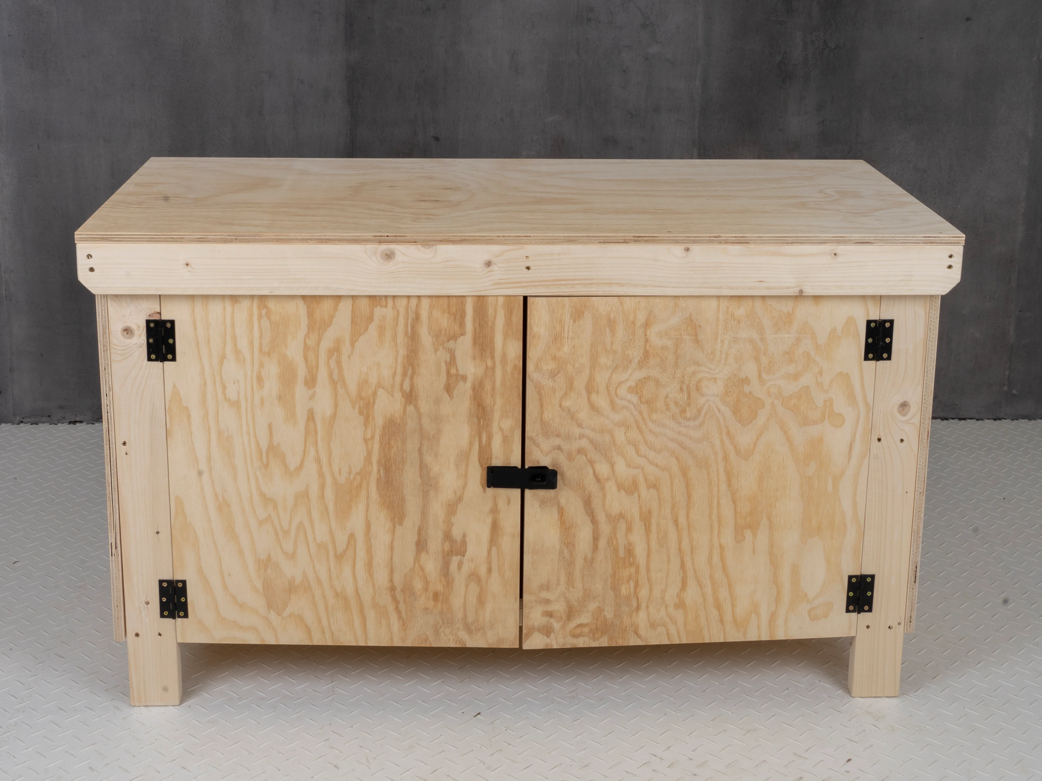 Wooden Plywood Top Workbench With Lockable Cupboard (V.9) Double Shelf - Image 12