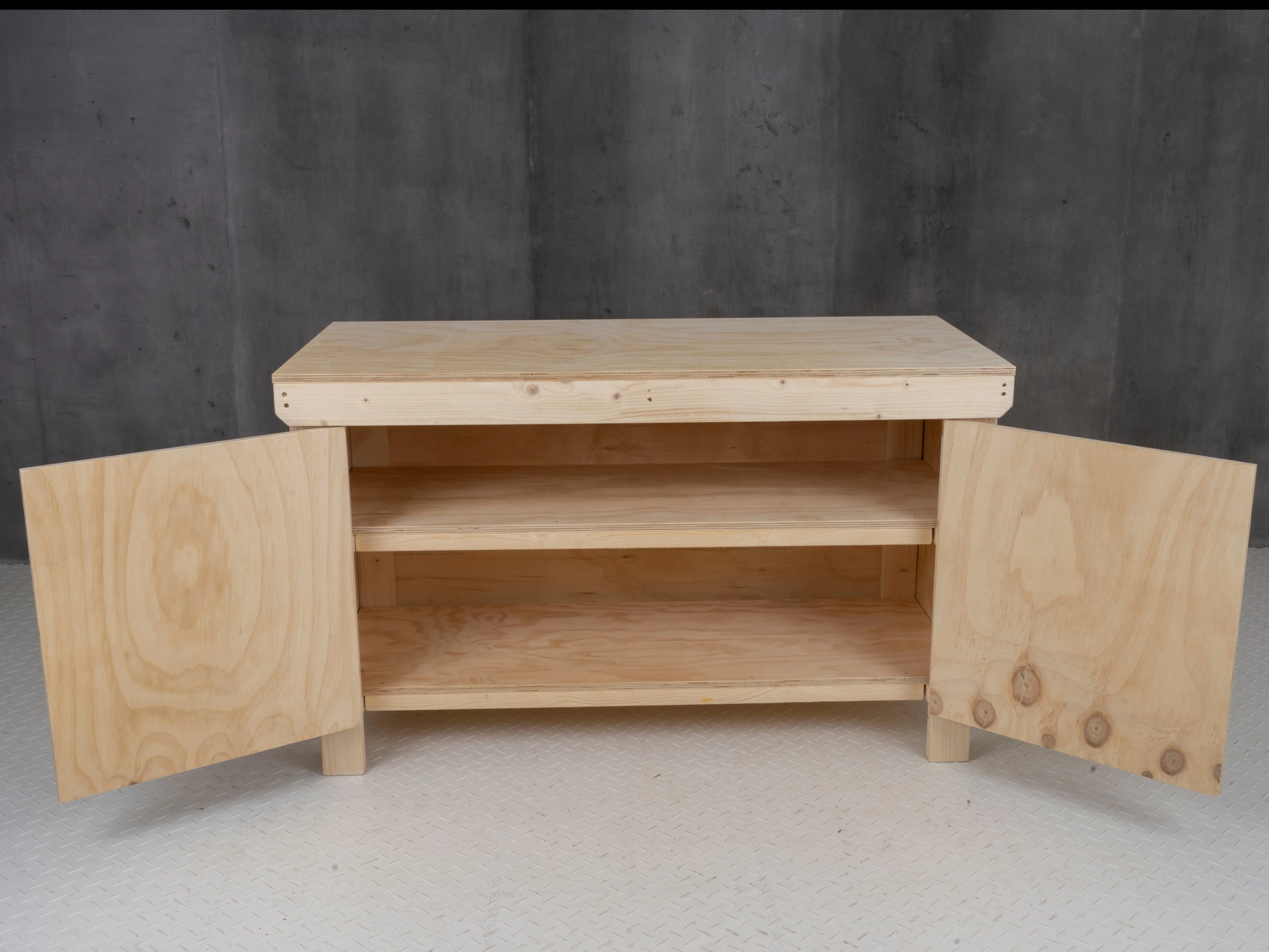 Wooden Plywood Top Workbench With Lockable Cupboard (V.9) Double Shelf - Image 2