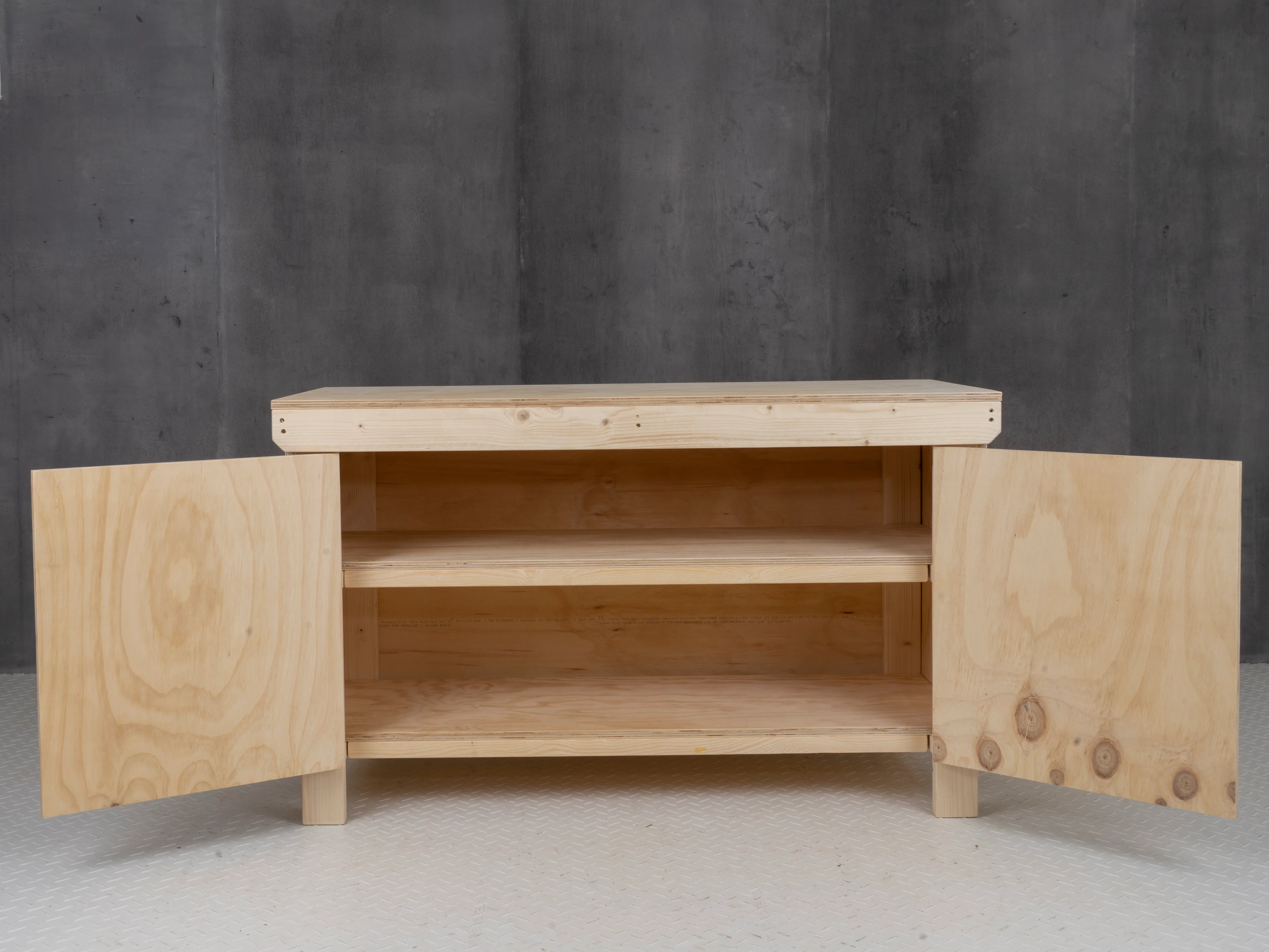 Wooden Plywood Top Workbench With Lockable Cupboard (V.9) Double Shelf - Image 3
