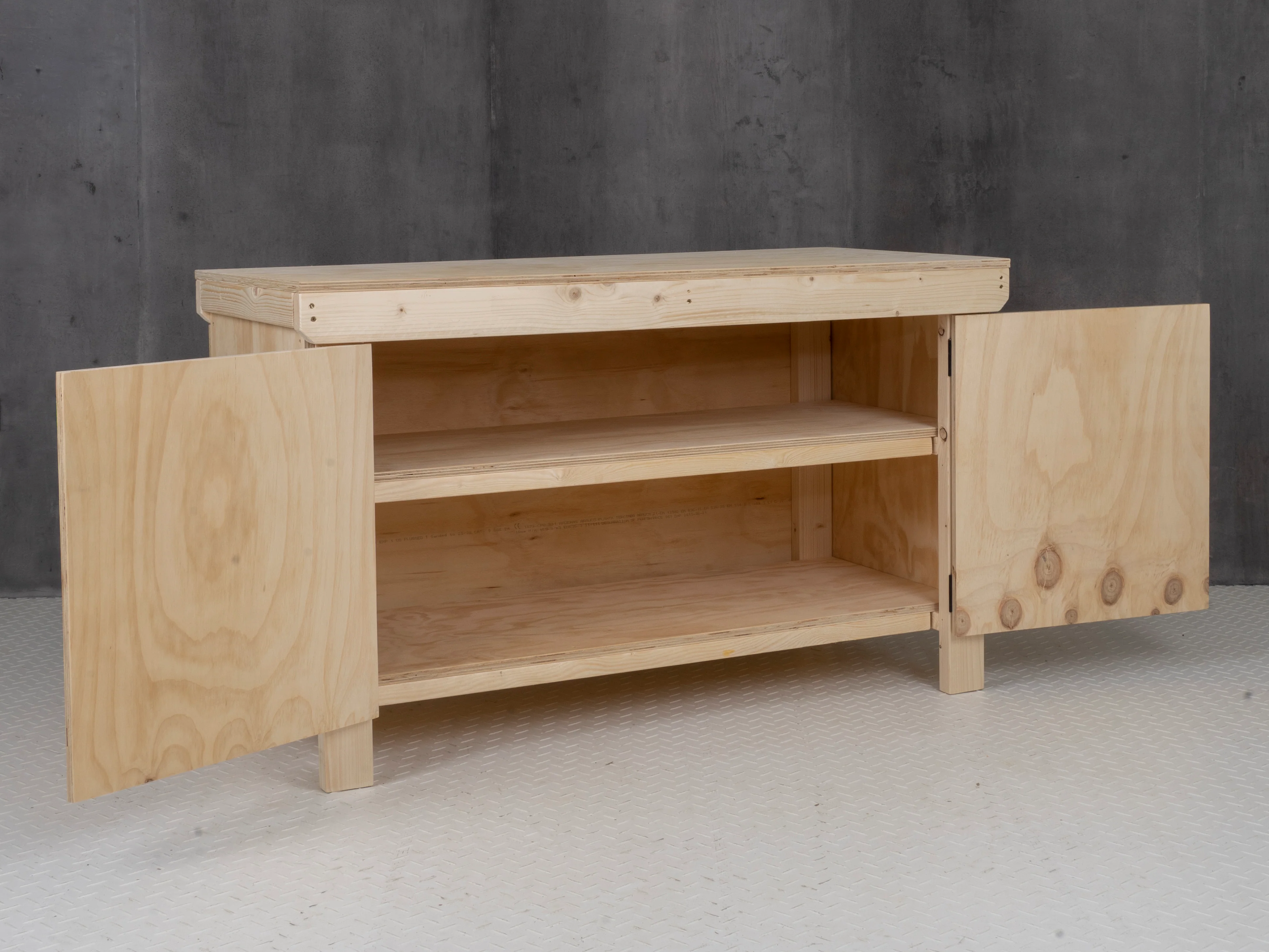 Wooden Plywood Top Workbench With Lockable Cupboard (V.9) Double Shelf - Image 4