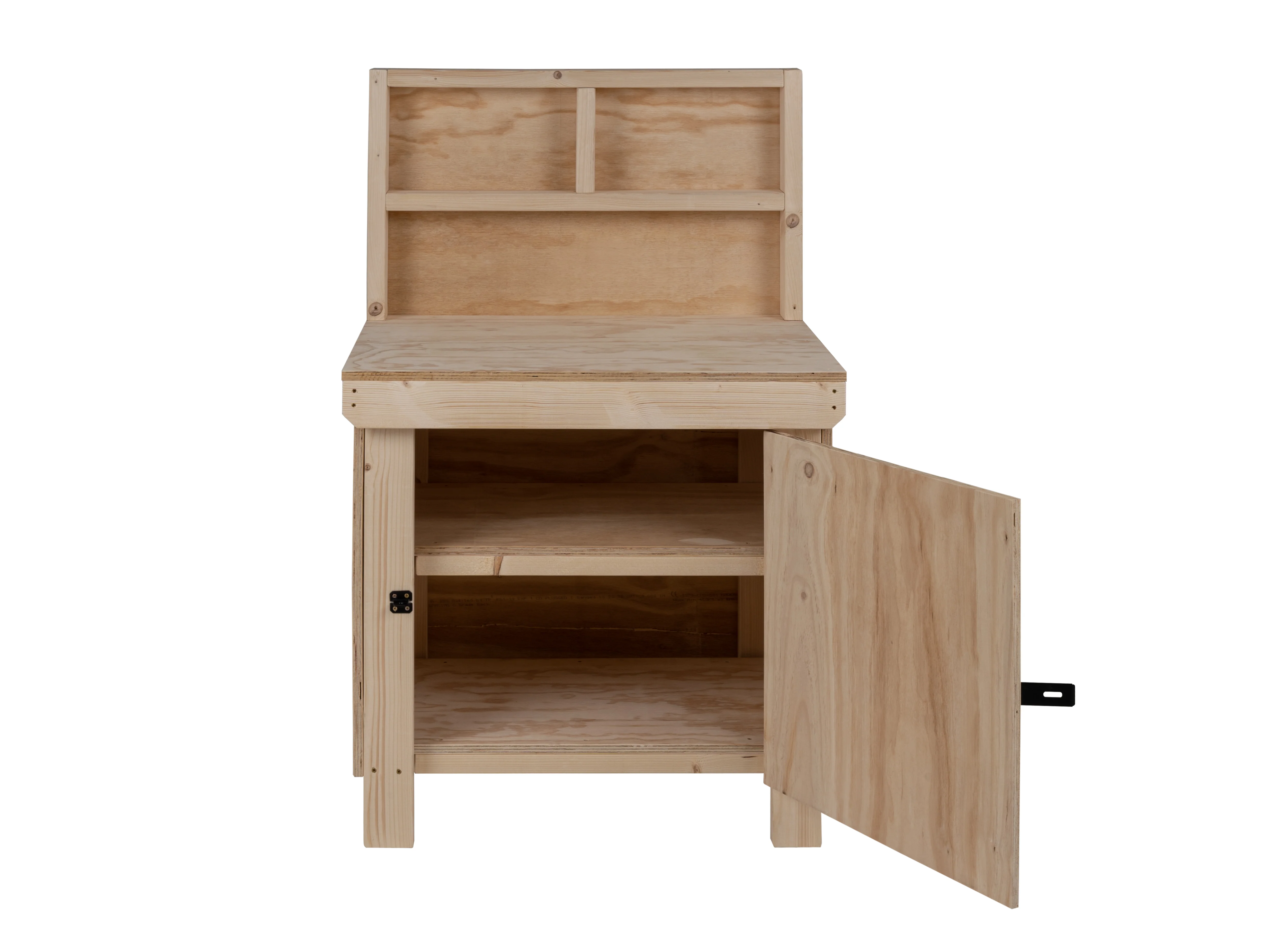 Wooden Plywood Top Workbench With Lockable Cupboard (V.9) With back panel, Double Shelf - Image 10