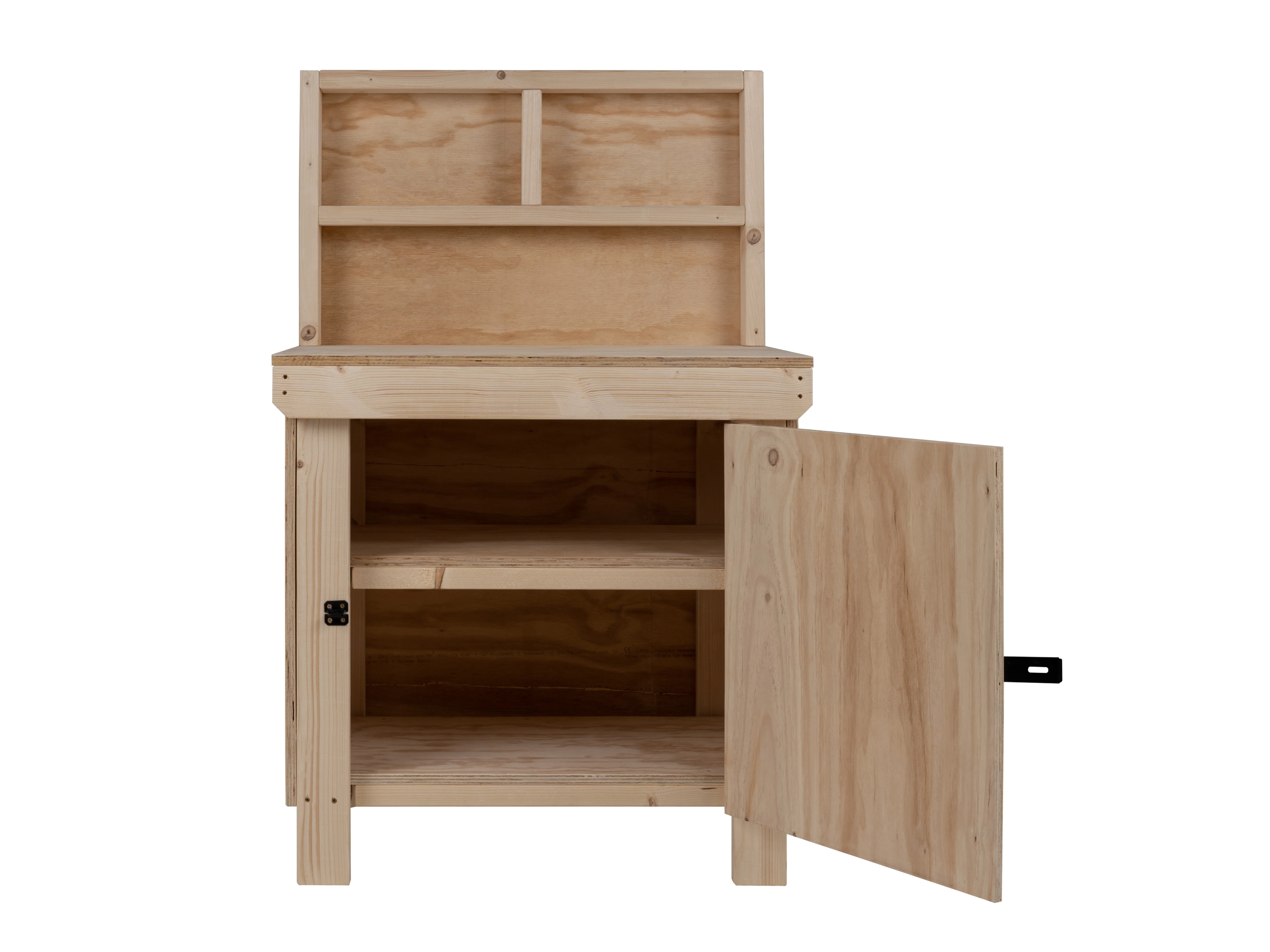 Wooden Plywood Top Workbench With Lockable Cupboard (V.9) With back panel, Double Shelf - Image 11
