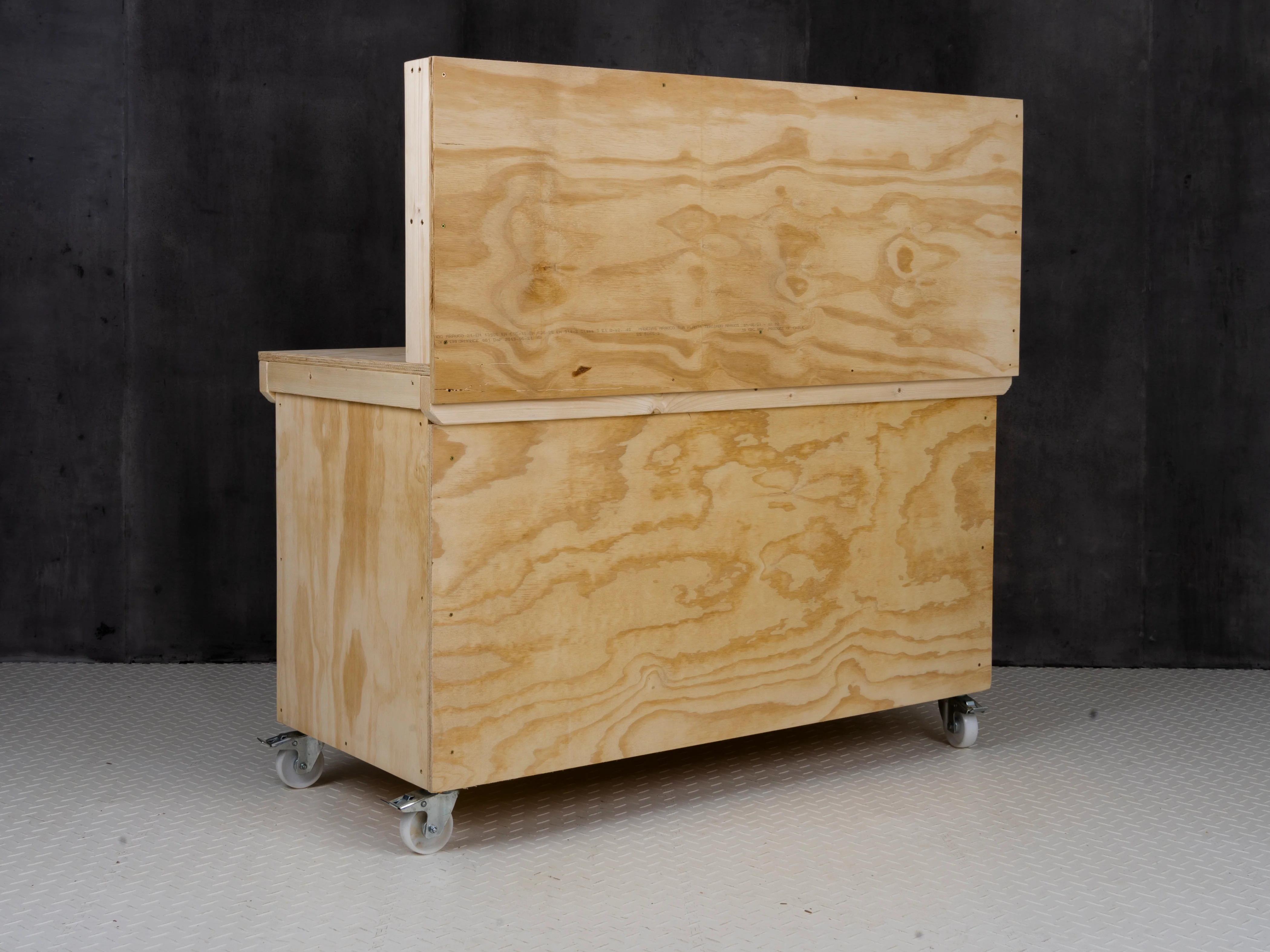 Wooden Plywood Top Workbench With Lockable Cupboard (V.9) With back panel, With Wheels - Image 7