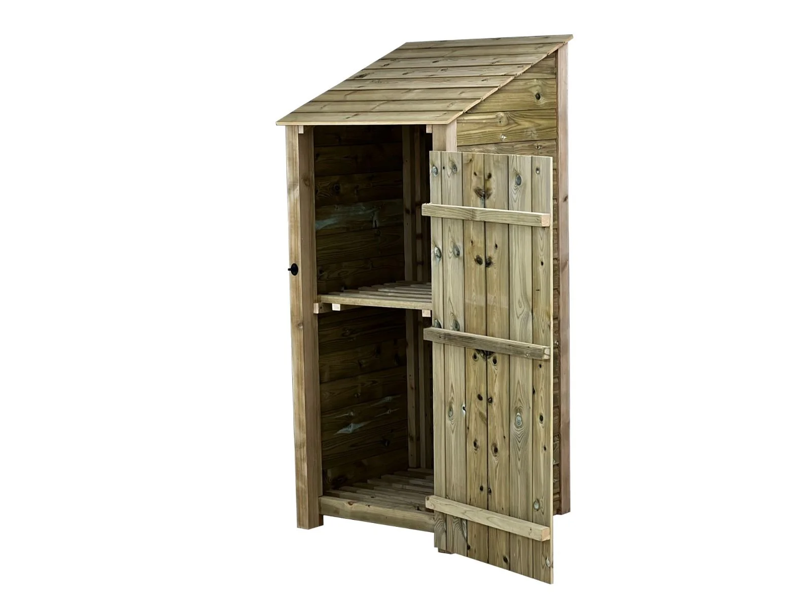 Wooden Premium Tongue/Groove Log Store with Door and Shelf (W-79cm, H-126cm or H-180cm, D-88cm) - Image 4