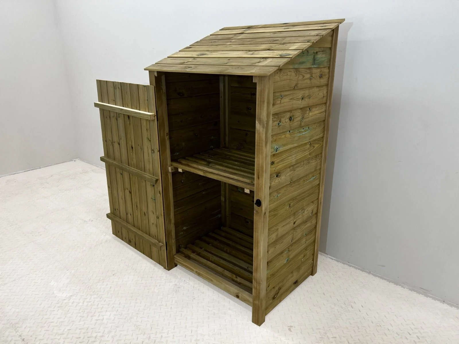 Wooden Premium Tongue/Groove Log Store with Door and Shelf (W-99cm, H-126cm or H-180cm, D-88cm) - Image 4