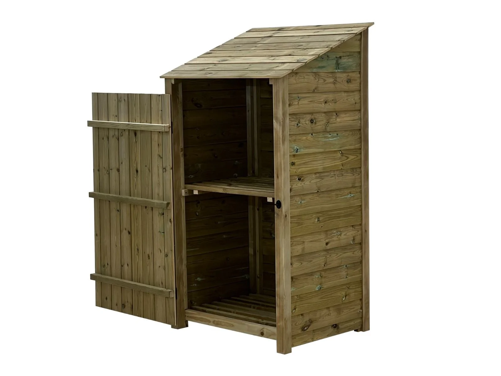 Wooden Premium Tongue/Groove Log Store with Door and Shelf (W-99cm, H-126cm or H-180cm, D-88cm) - Image 5