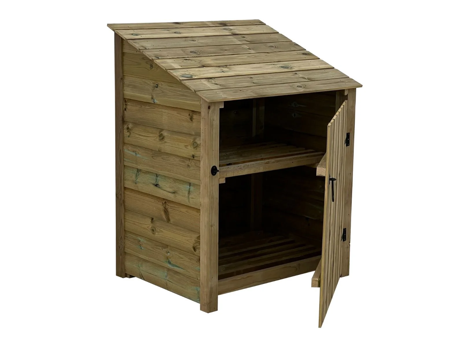 Wooden Premium Tongue/Groove Log Store with Door and Shelf (W-99cm, H-126cm or H-180cm, D-88cm) - Image 6