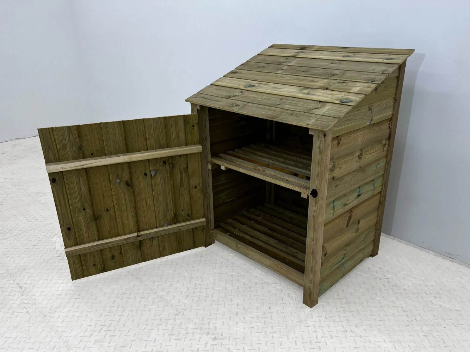 Wooden Premium Tongue/Groove Log Store with Door and Shelf (W-99cm, H-126cm or H-180cm, D-88cm) - Image 8
