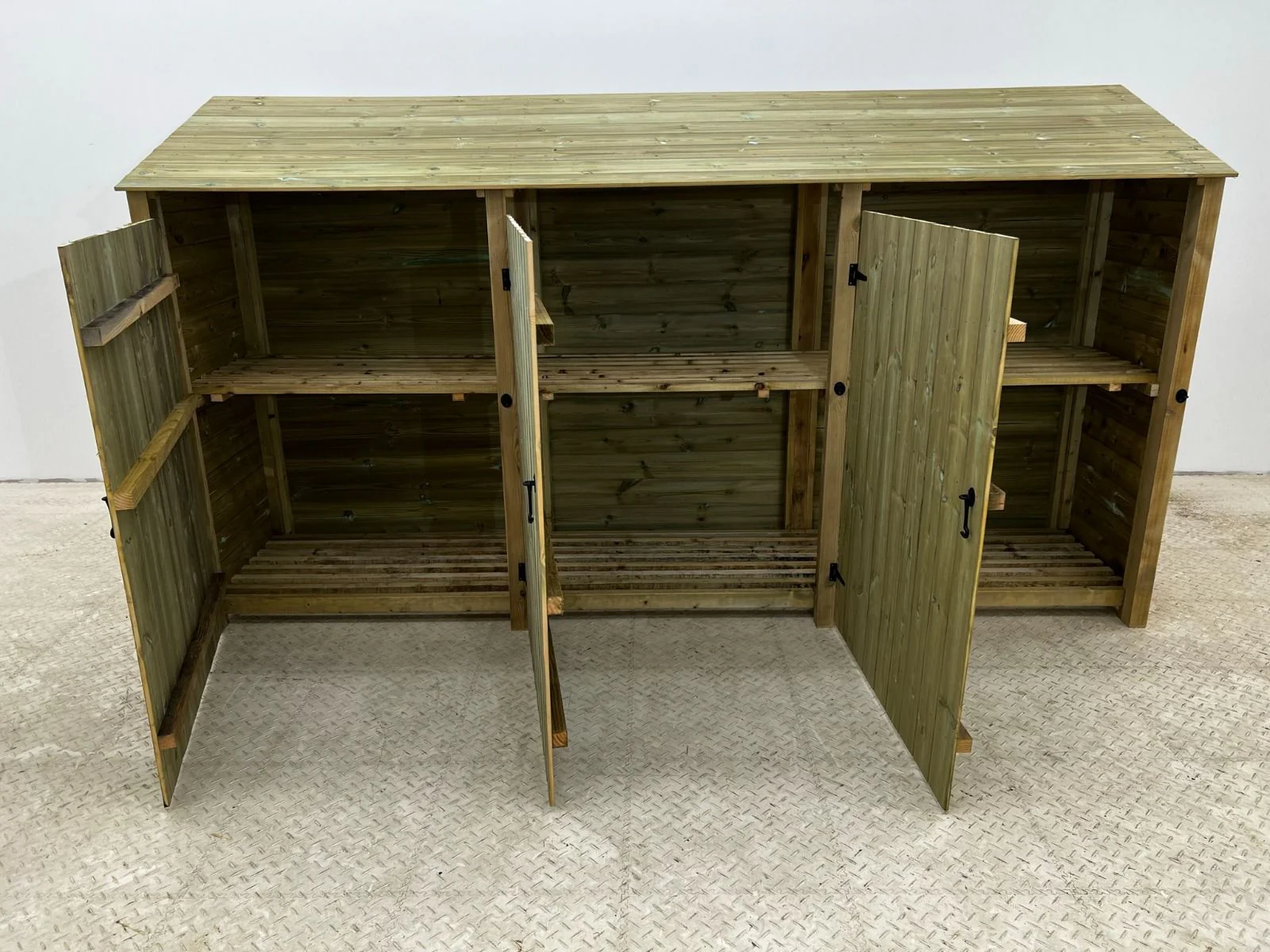 Wooden Premium Tongue/Groove Log Store with Doors and Shelf W-335cm, H-126cm or 180cm, D-88cm - Image 3