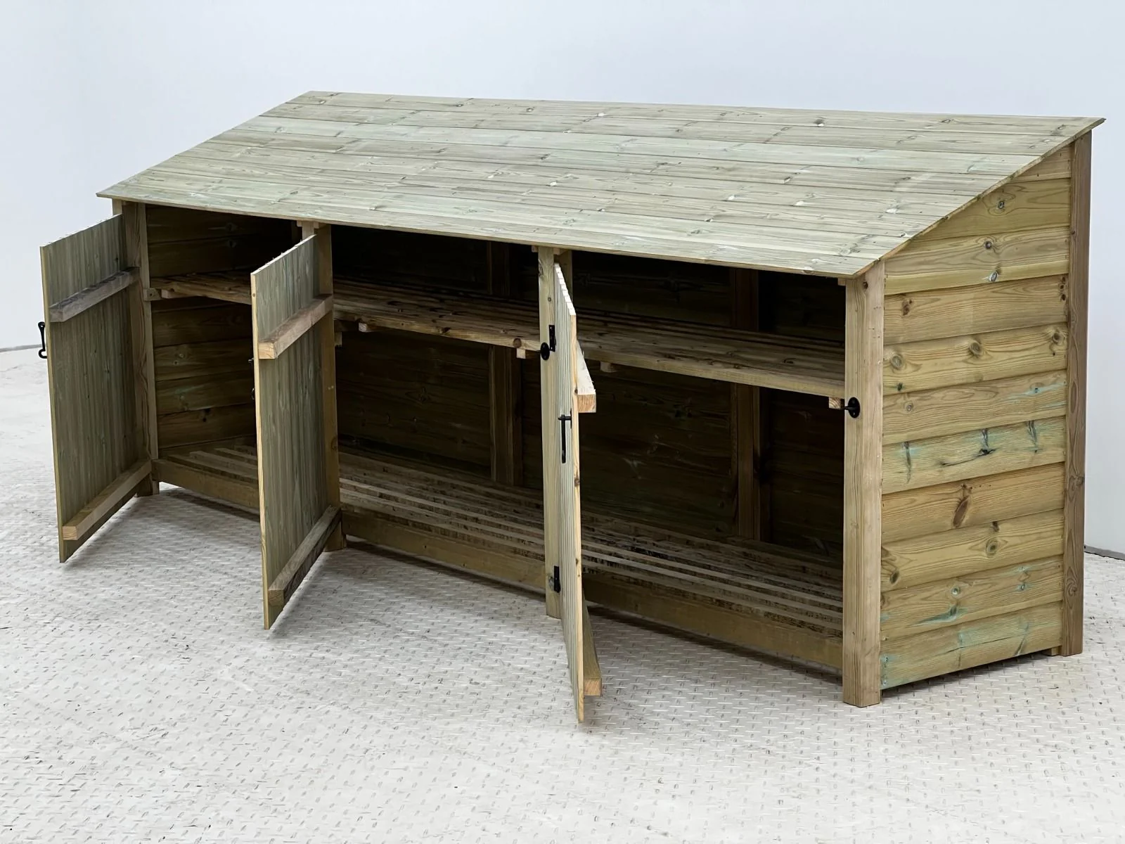 Wooden Premium Tongue/Groove Log Store with Doors and Shelf W-335cm, H-126cm or 180cm, D-88cm - Image 5