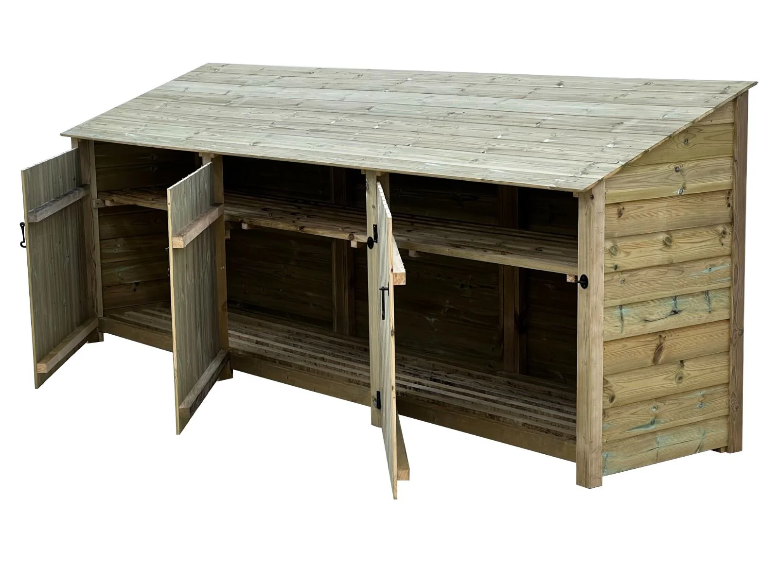 Wooden Premium Tongue/Groove Log Store with Doors and Shelf W-335cm, H-126cm or 180cm, D-88cm - Image 6