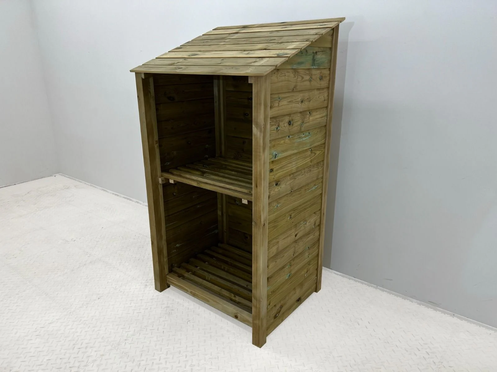 Wooden Premium Tongue/Groove Log Store with Shelf (W-99cm, H-126cm or H-180cm, D-88cm) - Image 4