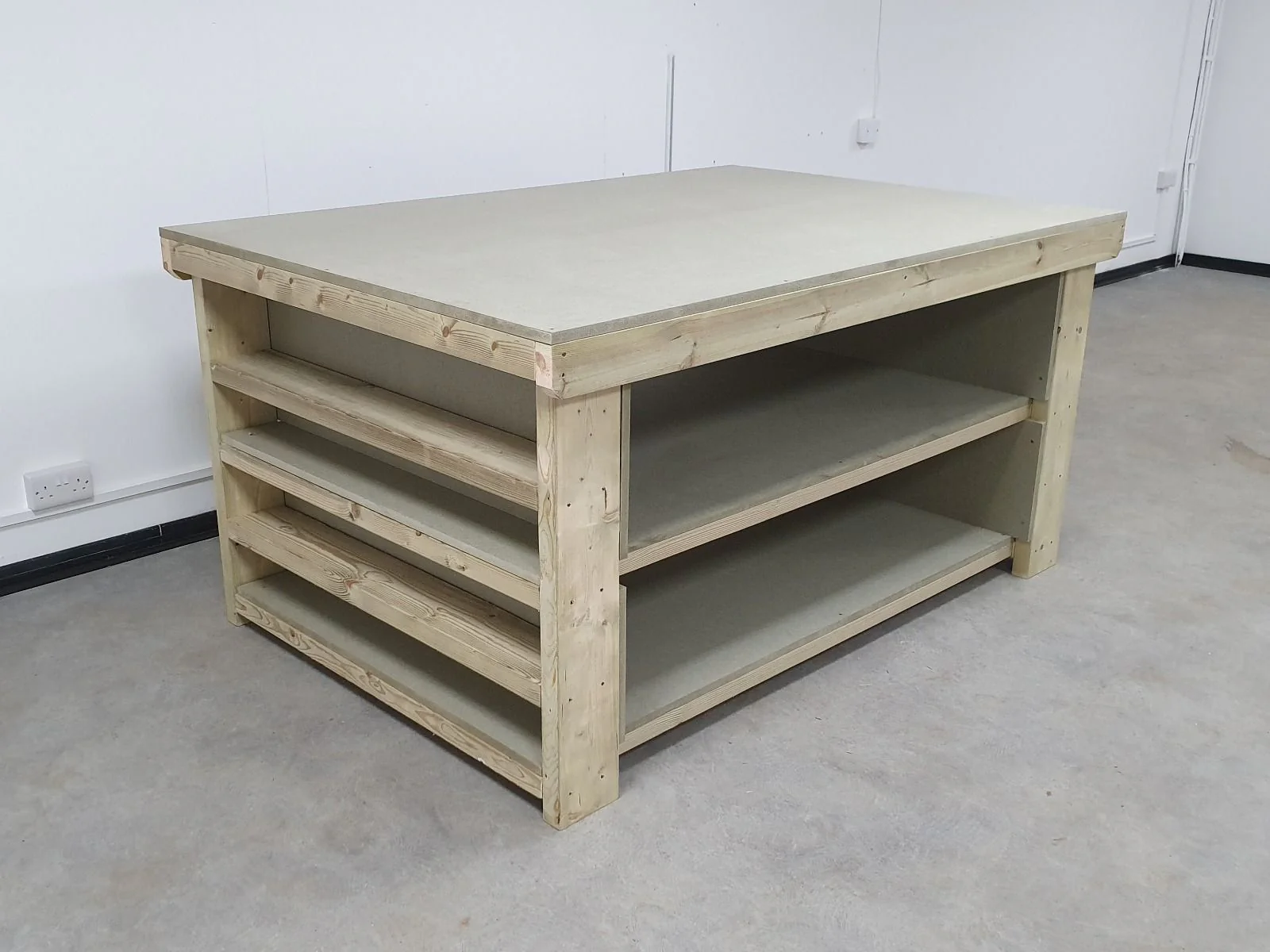 Wooden UniMDF Moisture Resistant Workbench with Extra Shelving Depth-4ft - Image 3