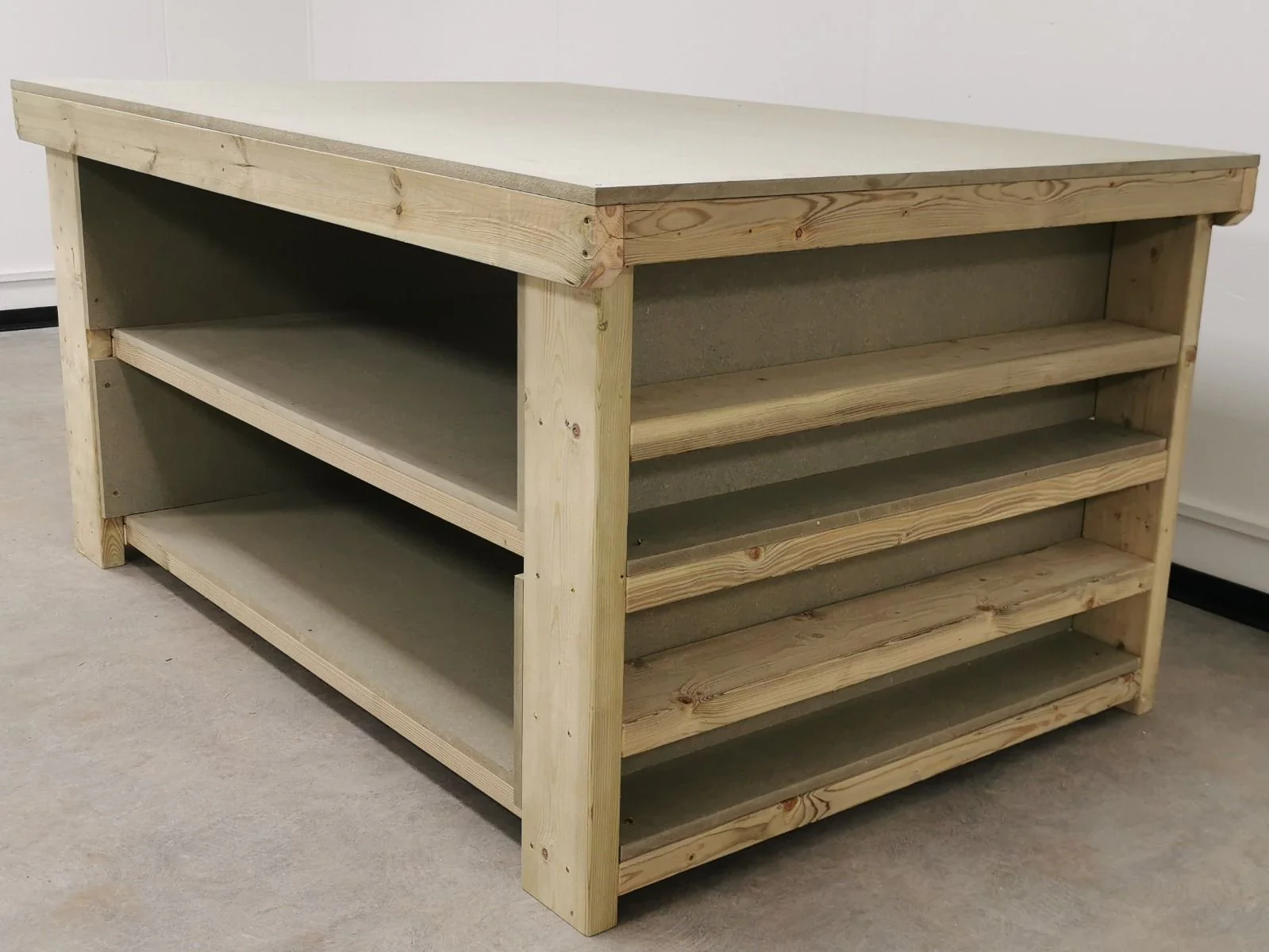 Wooden UniMDF Moisture Resistant Workbench with Extra Shelving Depth-4ft - Image 5