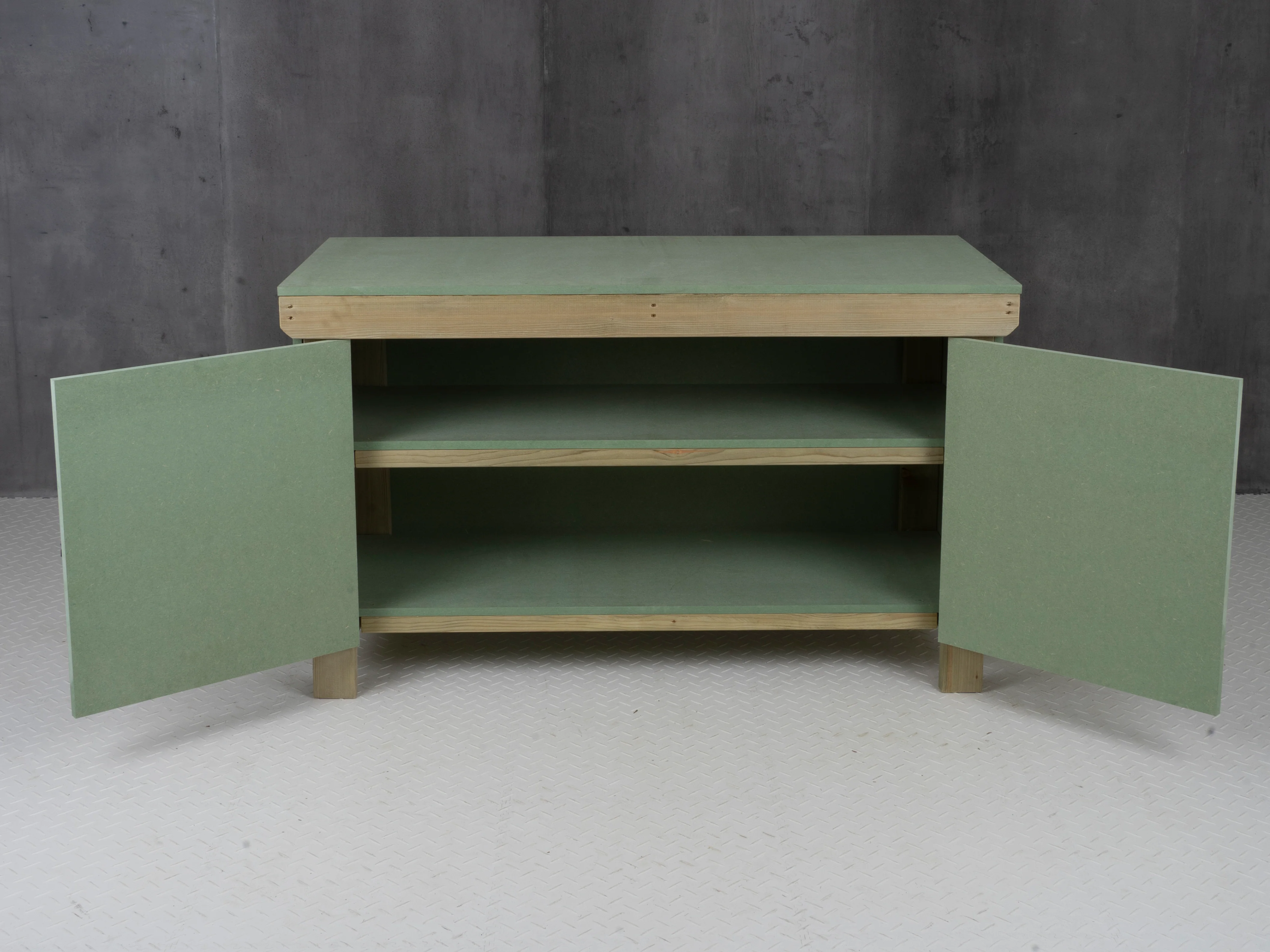 Wooden UniMDF Moisture Resistant Workbench With Lockable Cupboard (V.9) Double Shelf - Image 10