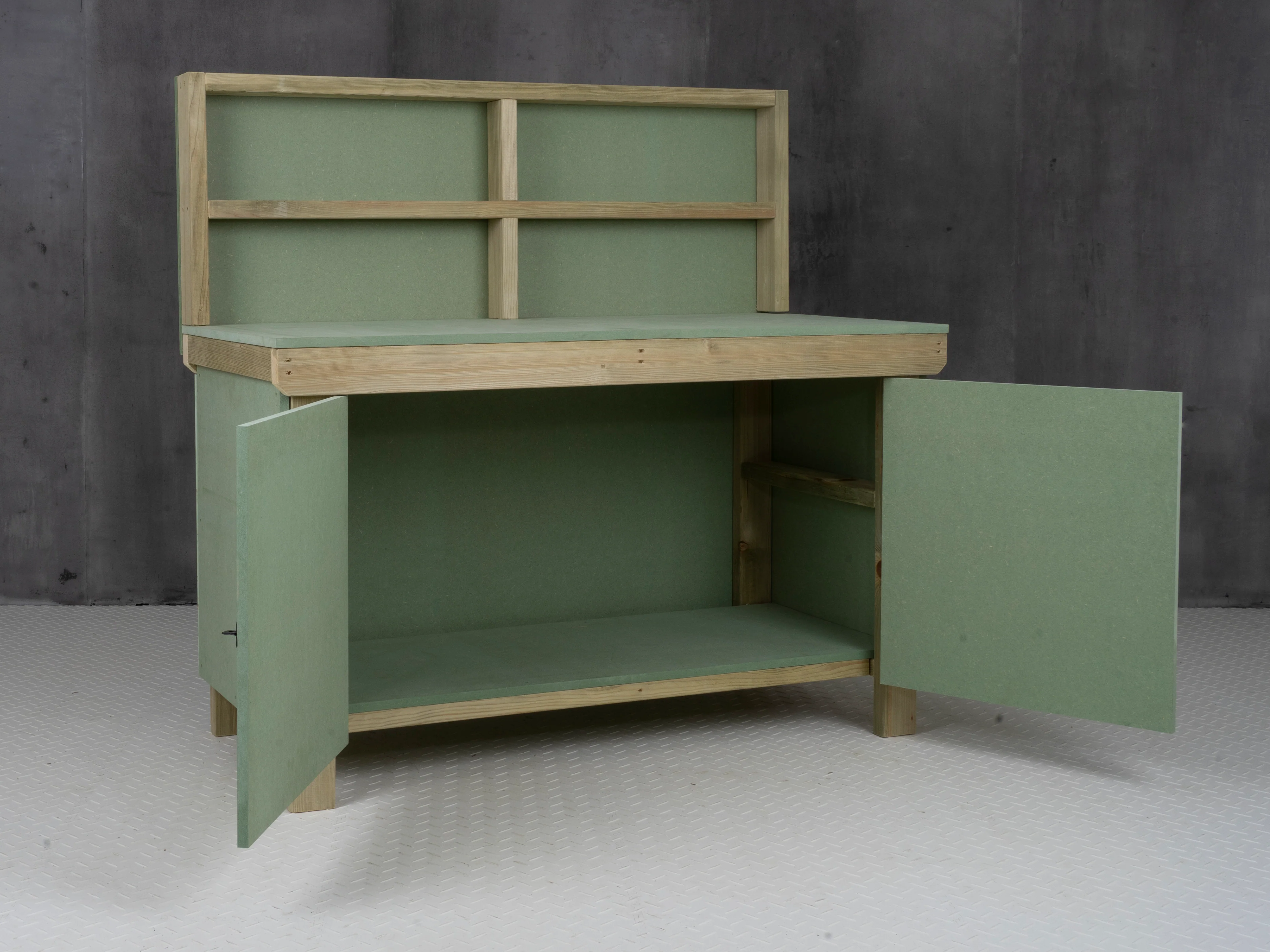 Wooden UniMDF Moisture Resistant Workbench With Lockable Cupboard (V.9) With Back panel - Image 4
