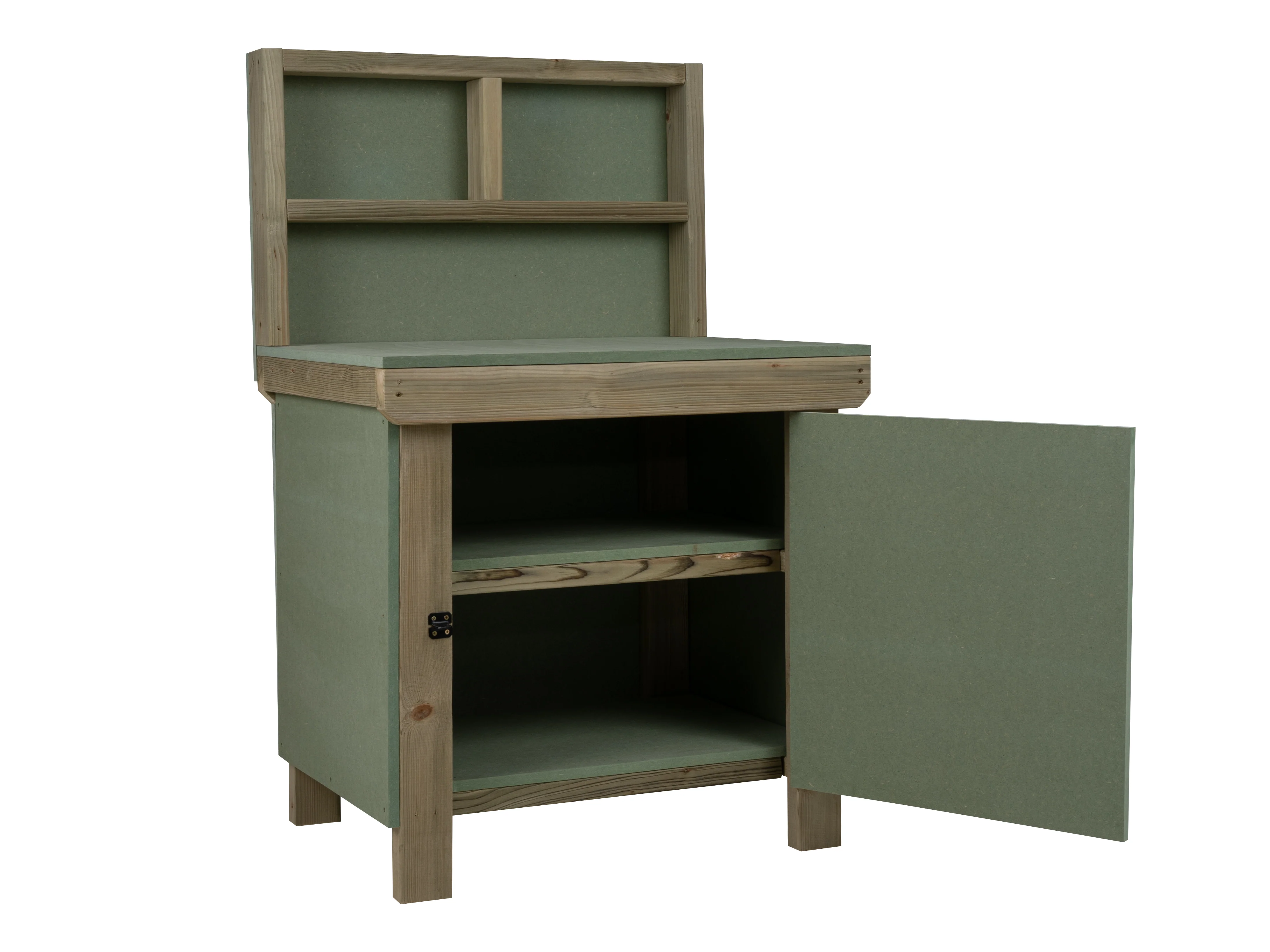 Wooden UniMDF Moisture Resistant Workbench With Lockable Cupboard (V.9) With Back panel, Double shelf - Image 3