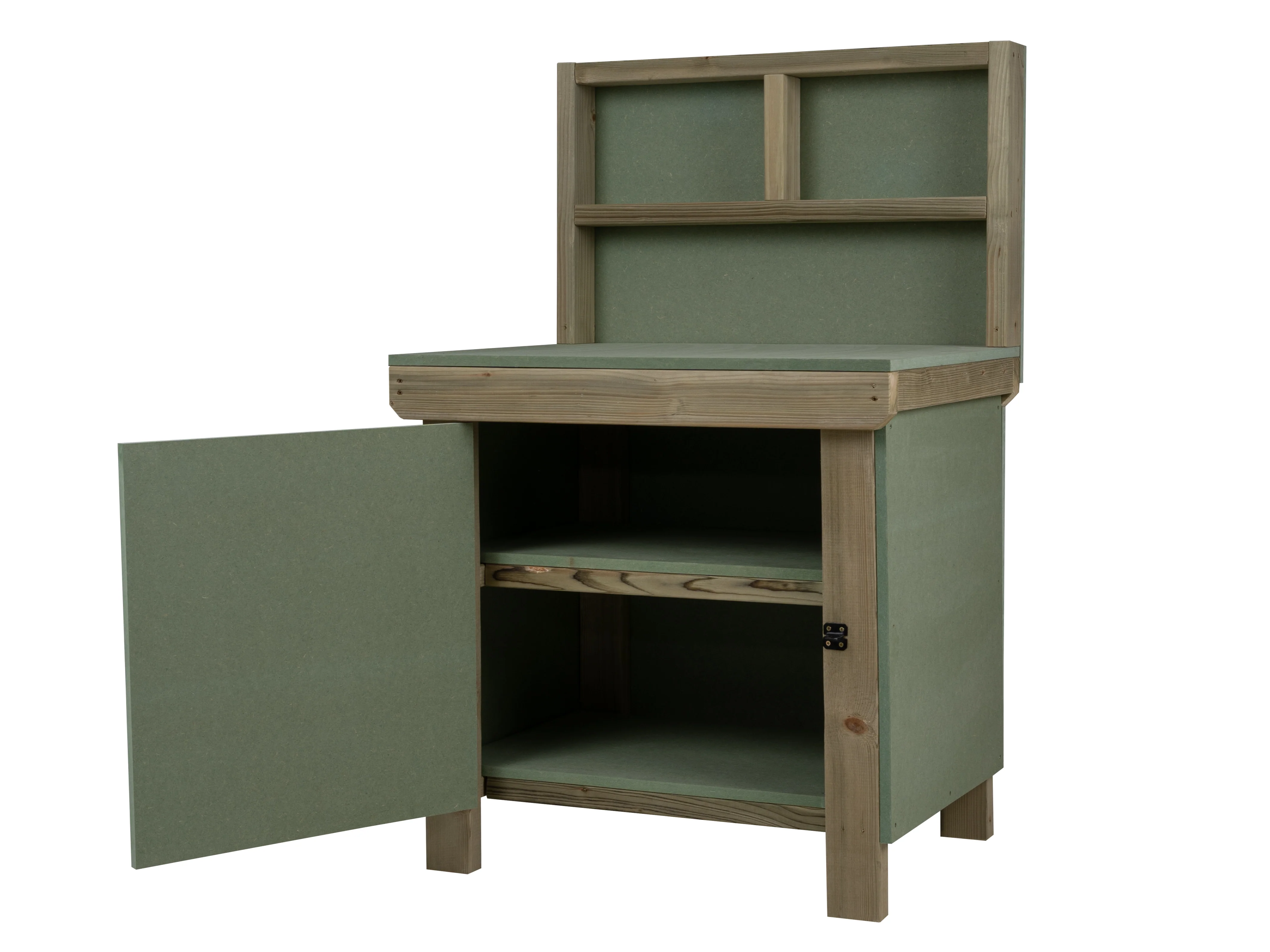 Wooden UniMDF Moisture Resistant Workbench With Lockable Cupboard (V.9) With Back panel, Double shelf - Image 5