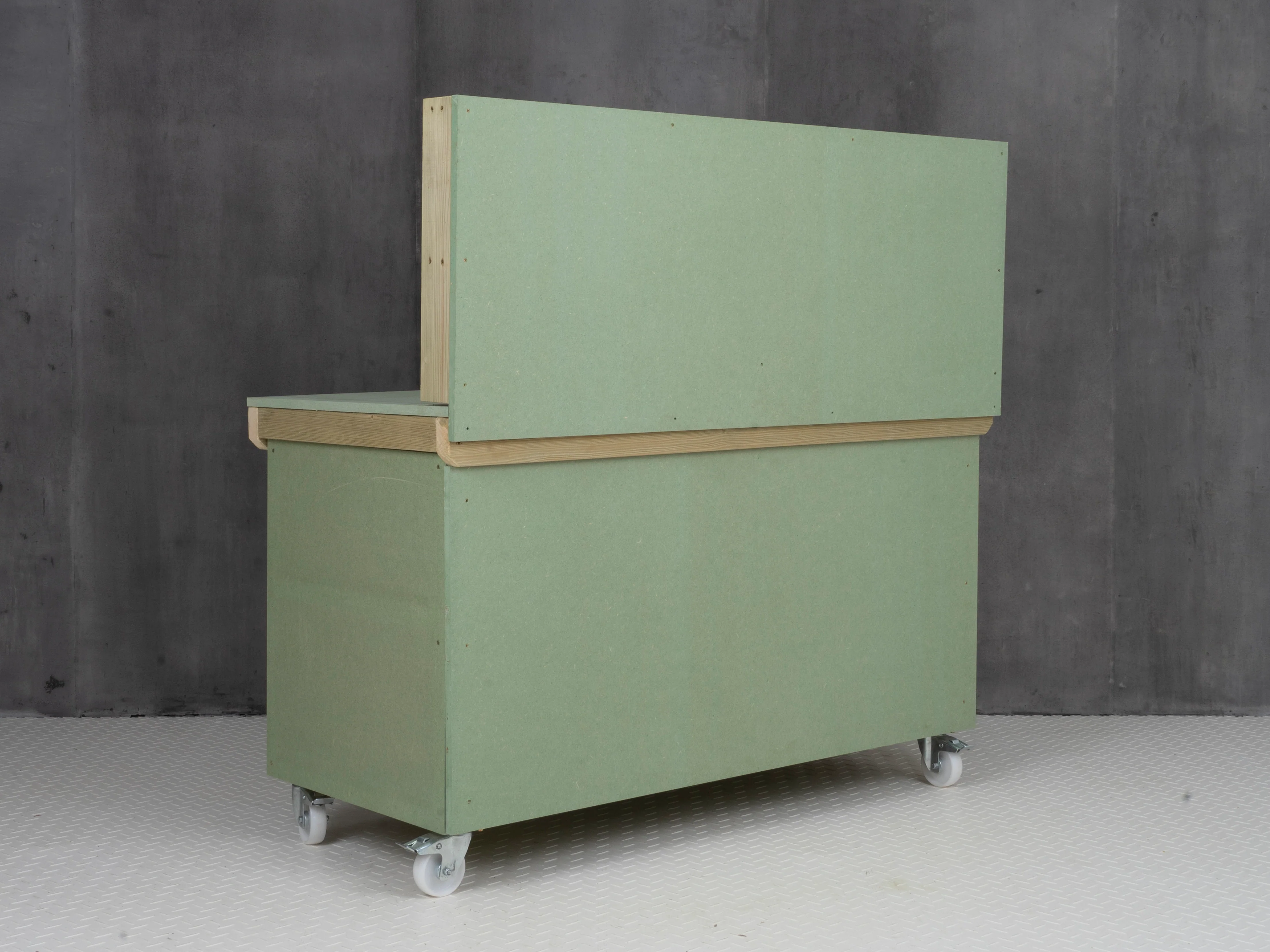 Wooden UniMDF Moisture Resistant Workbench With Lockable Cupboard (V.9) With Back panel, Wheels - Image 6