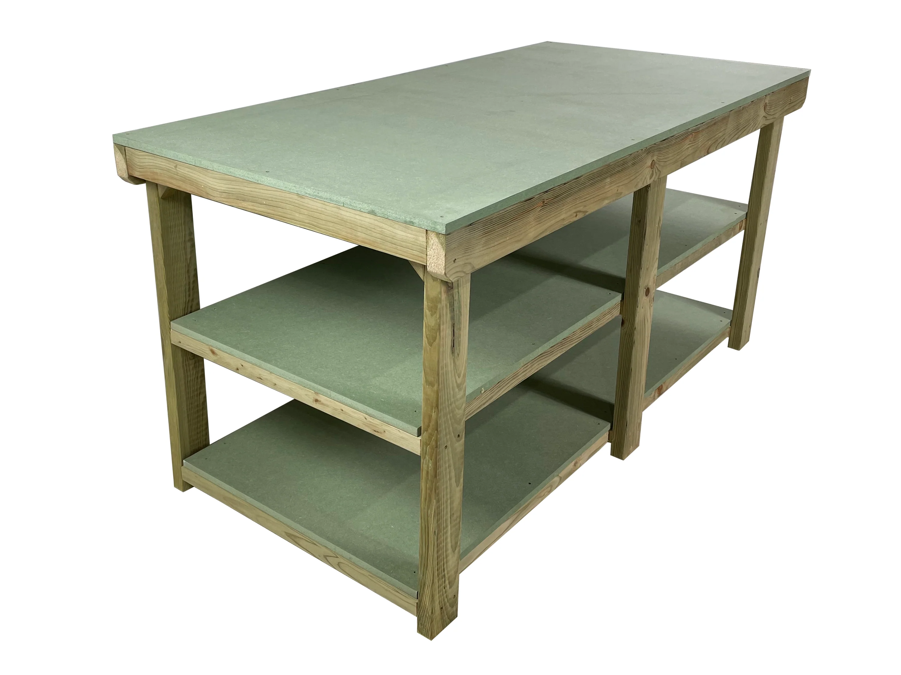 Wooden UniMDF Top Workbench Depth-3ft With Double Shelf