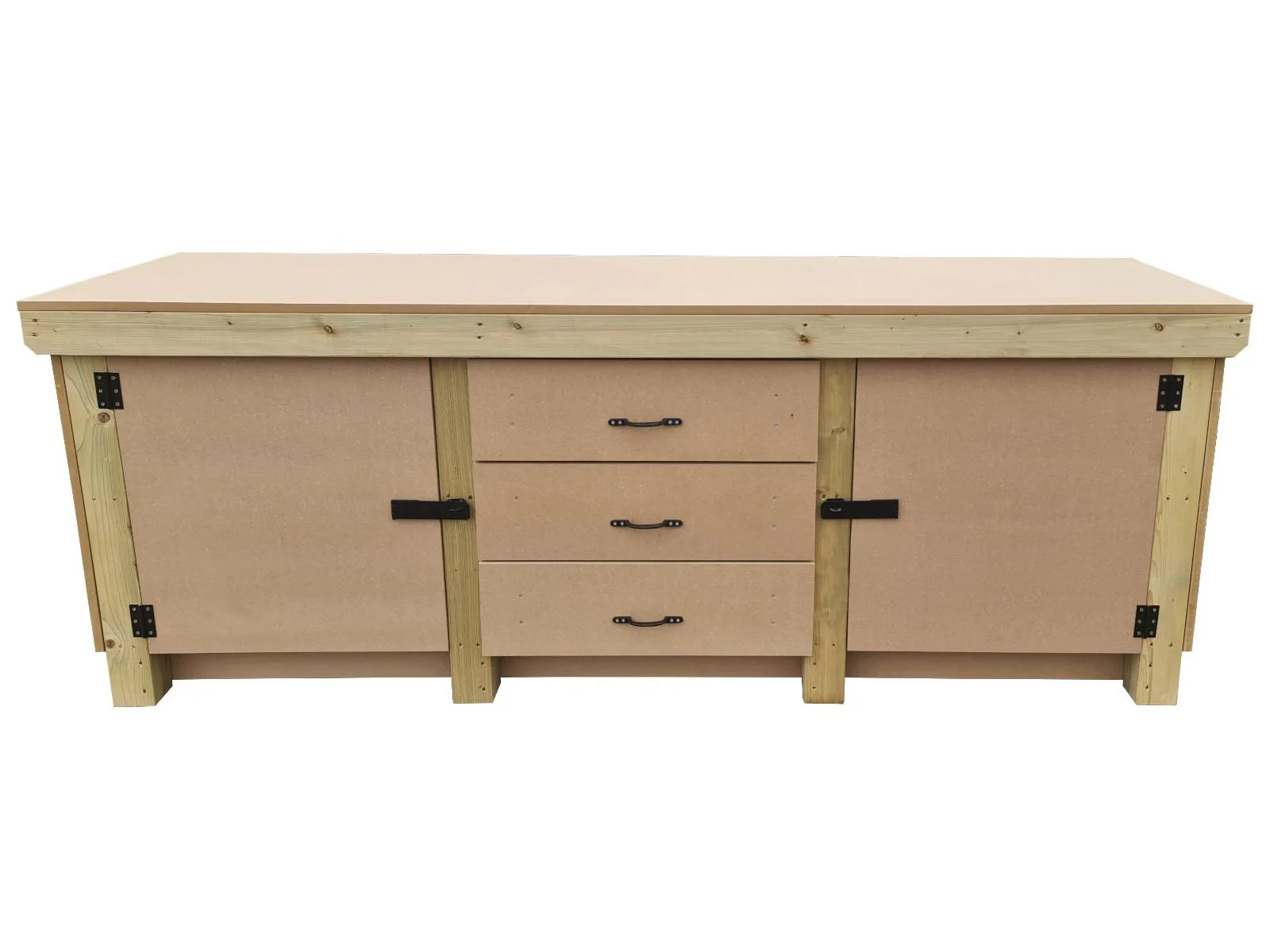 Wooden work bench with drawers and double lockable cupboard (V.8)