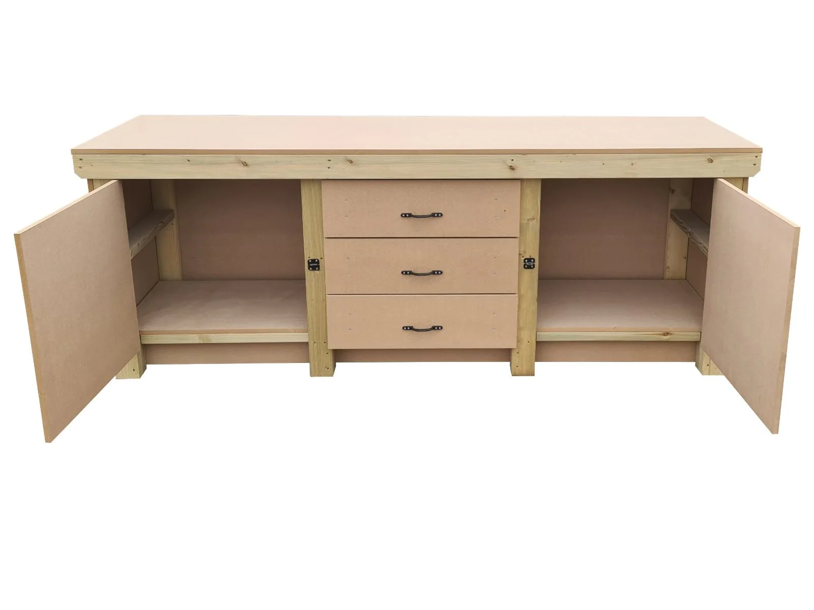 Wooden work bench with drawers and double lockable cupboard (V.8) - Image 3