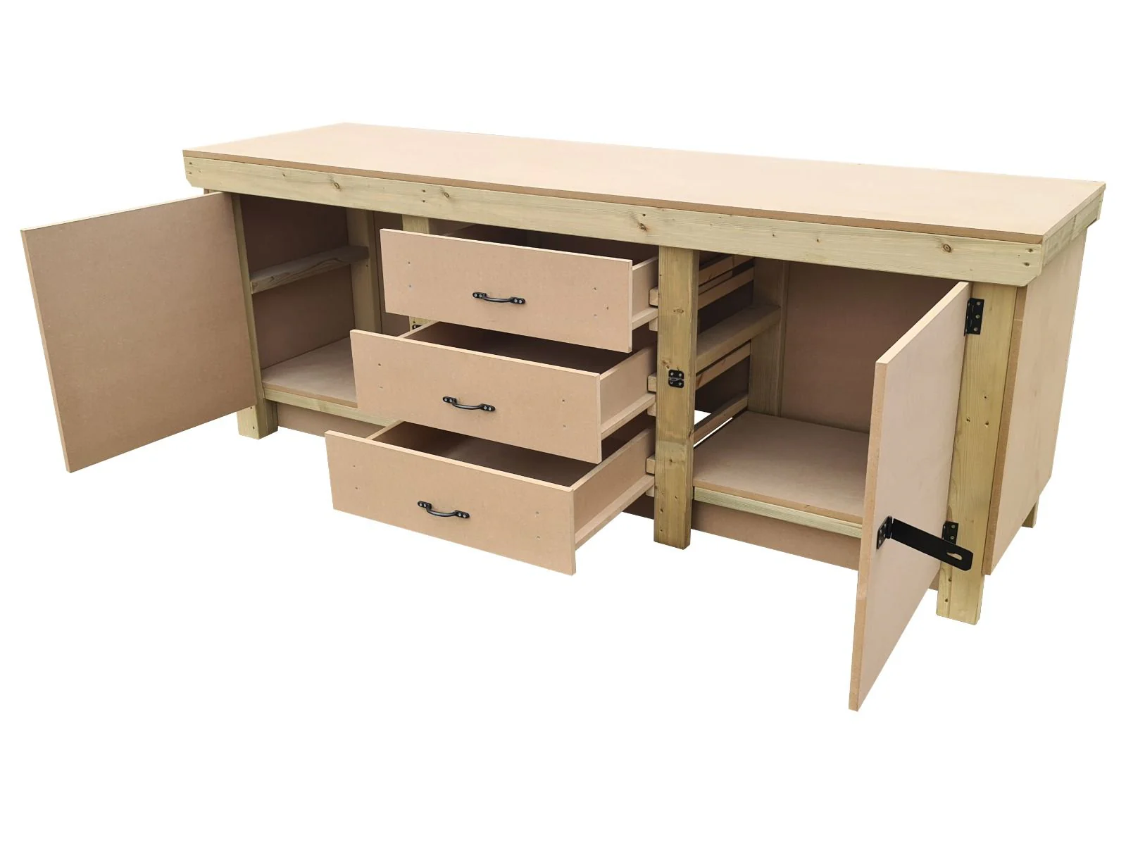 Wooden work bench with drawers and double lockable cupboard (V.8) - Image 5