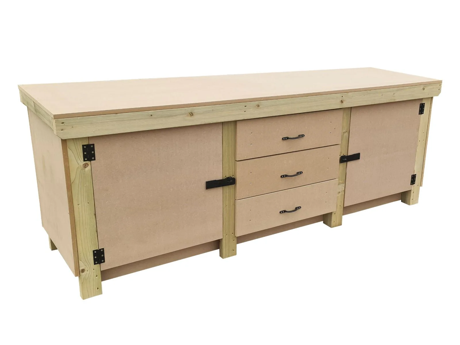 Wooden work bench with drawers and double lockable cupboard (V.8) - Image 6