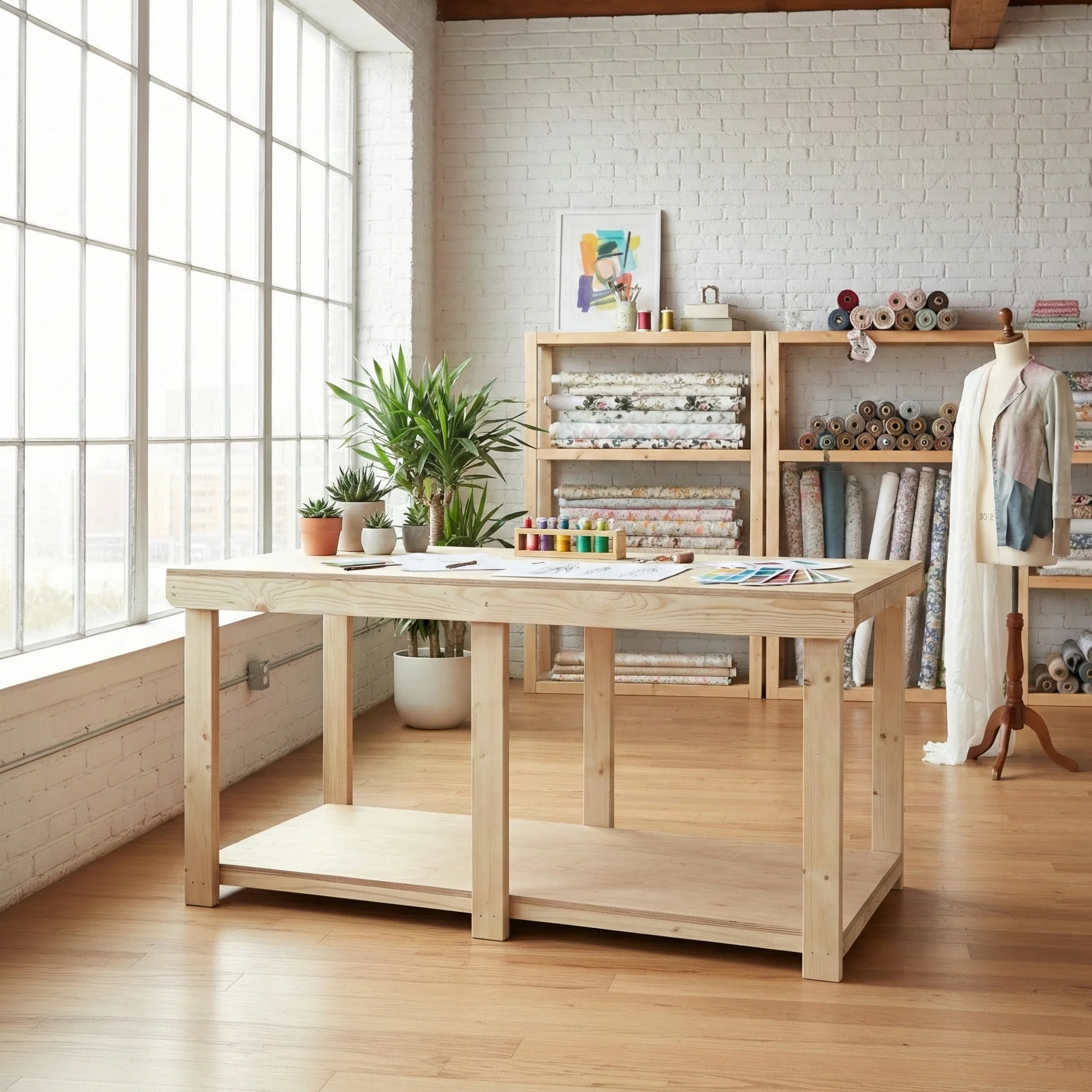 Wooden Workbench Eucalyptus Hardwood Top Depth-3ft - Image 6