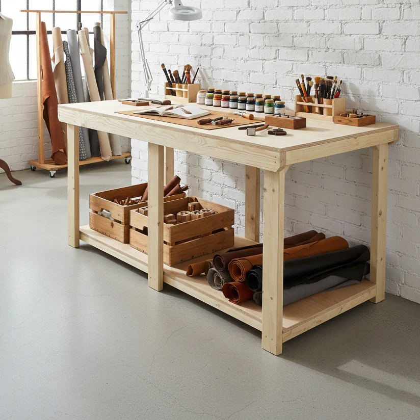 Wooden Workbench Eucalyptus Hardwood Top Depth-3ft - Image 7
