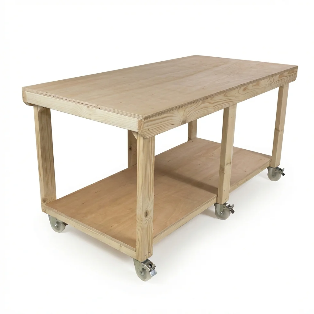 Wooden Workbench Eucalyptus Hardwood Top Depth-3ft with Wheels - Image 10