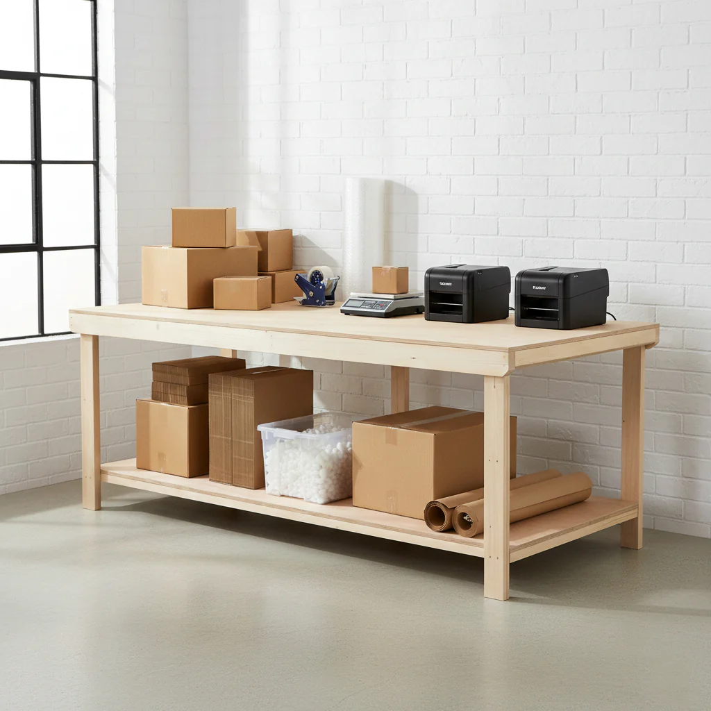 Wooden Workbench Eucalyptus Hardwood Top Depth-4ft - Image 3