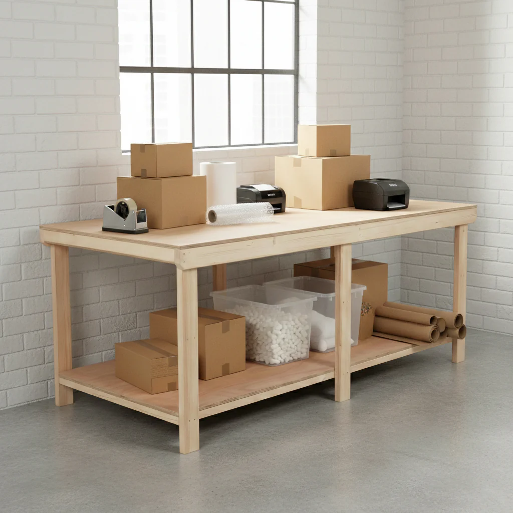Wooden Workbench Eucalyptus Hardwood Top Depth-4ft - Image 5