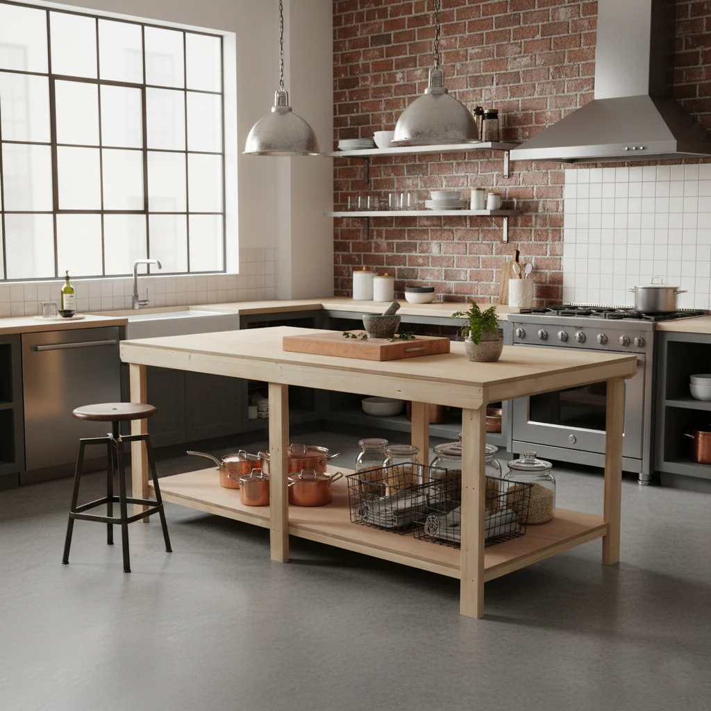 Wooden Workbench Eucalyptus Hardwood Top Depth-4ft - Image 7