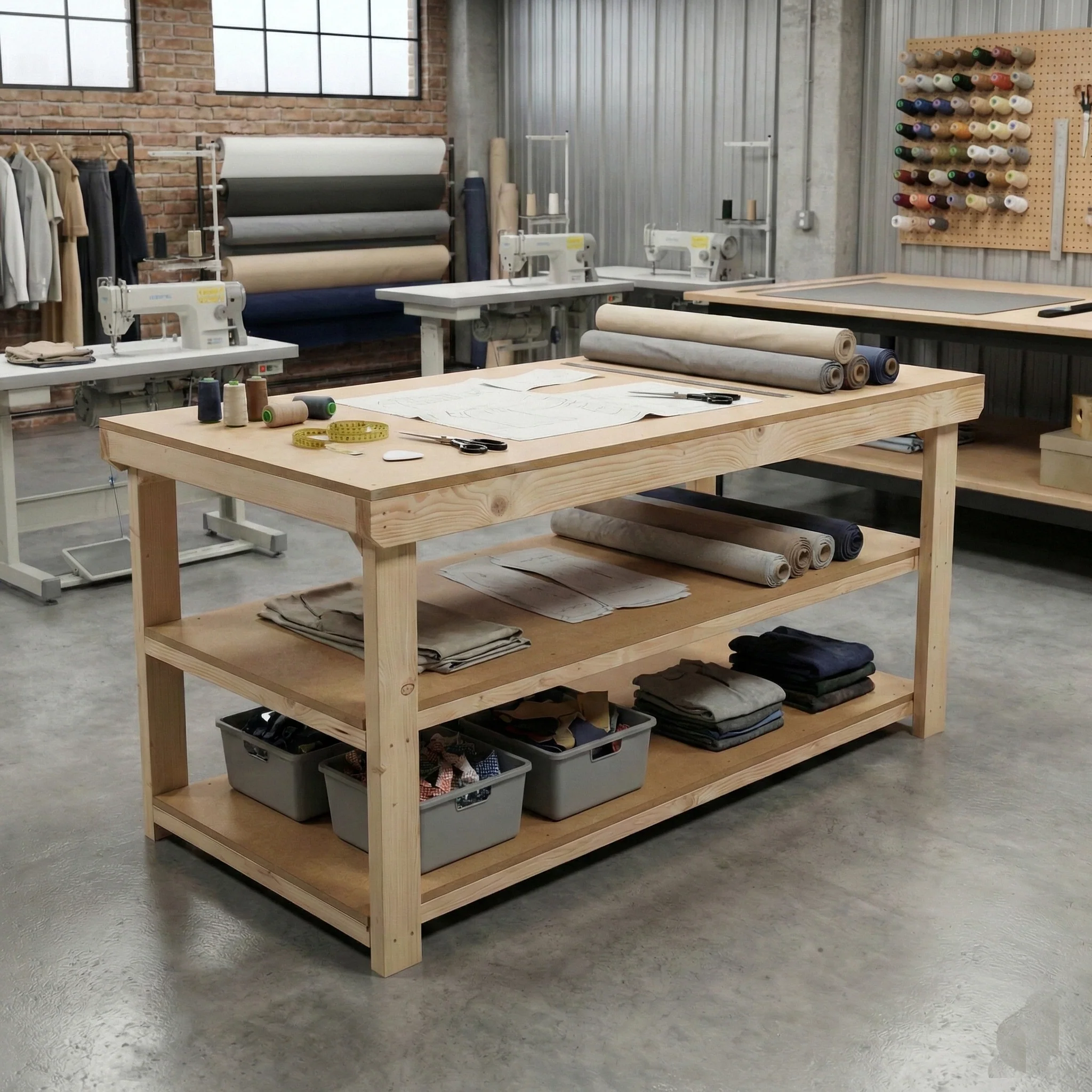 Wooden Workbench MDF Top Depth-3ft With Double Shelf - Image 3