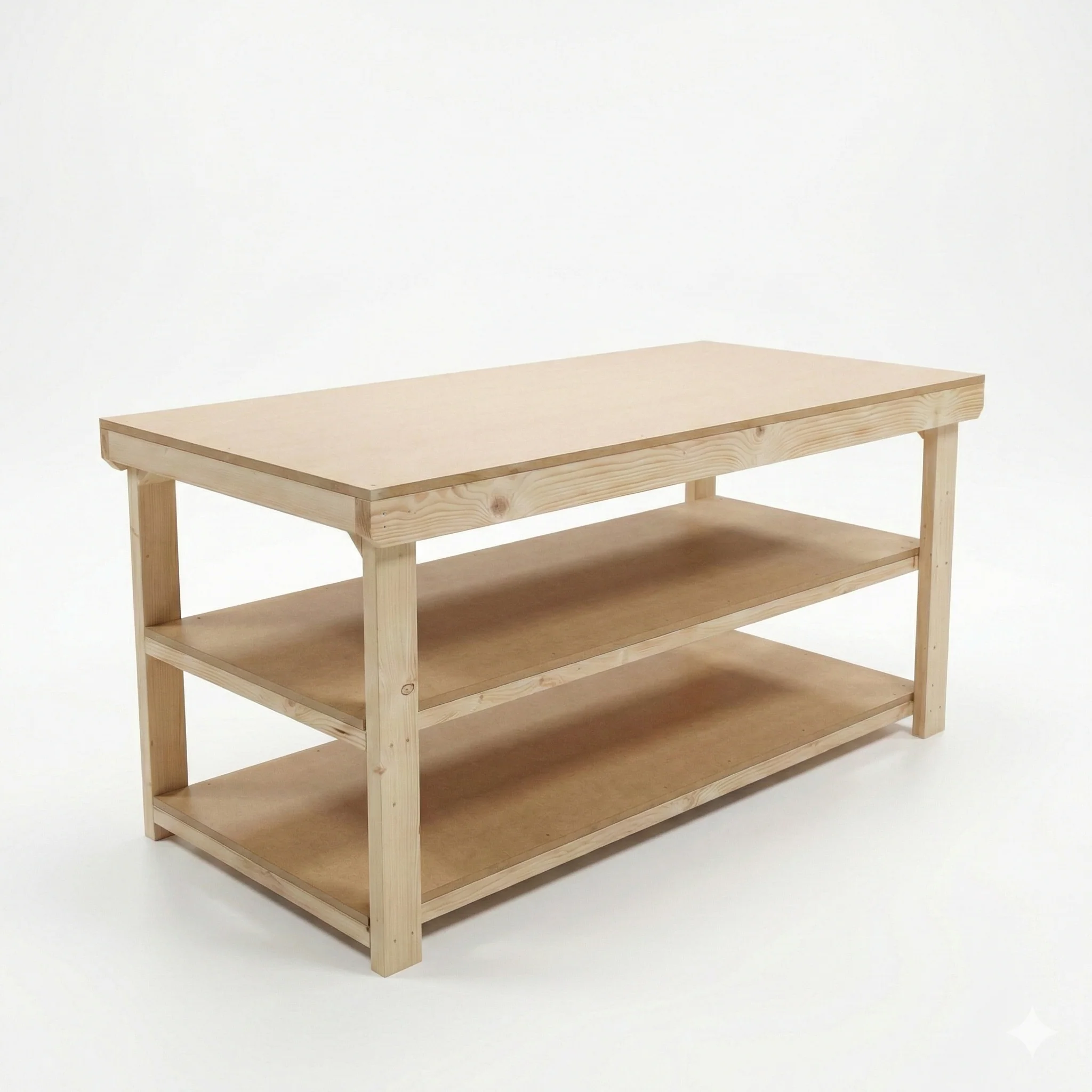 Wooden Workbench MDF Top Depth-3ft With Double Shelf - Image 7