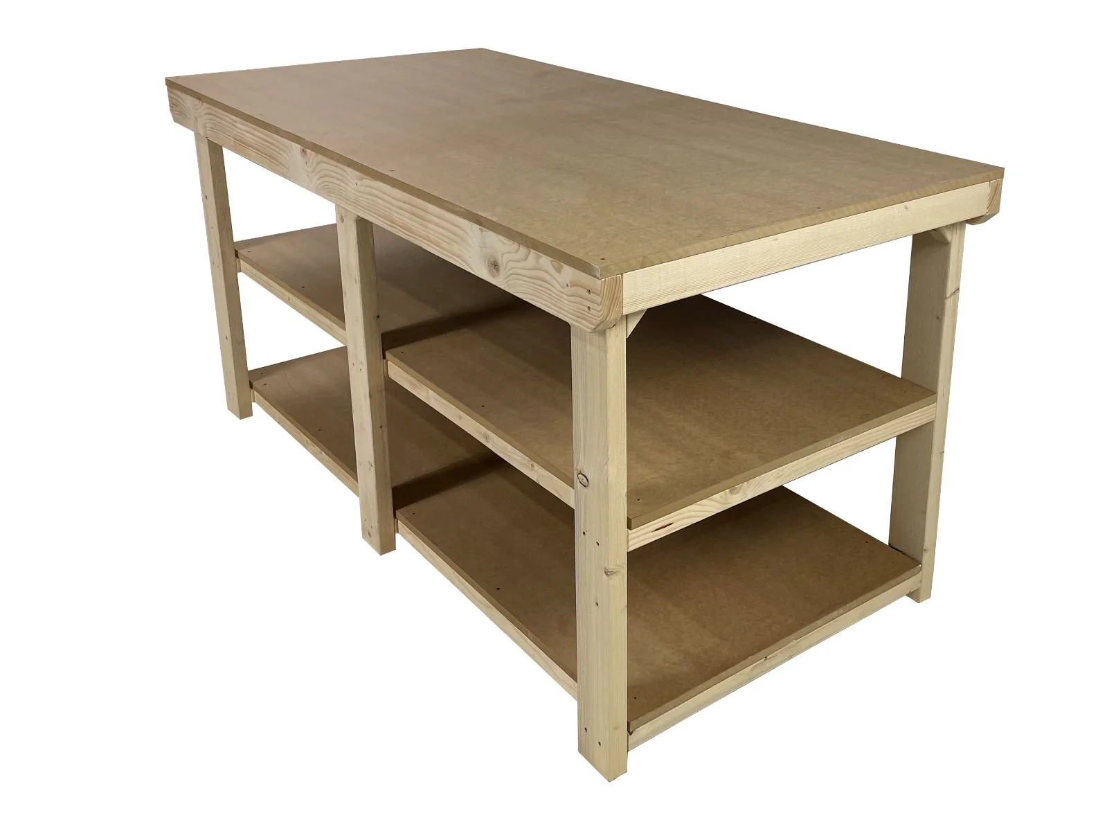 Wooden Workbench MDF Top Depth-3ft With Double Shelf - Image 8
