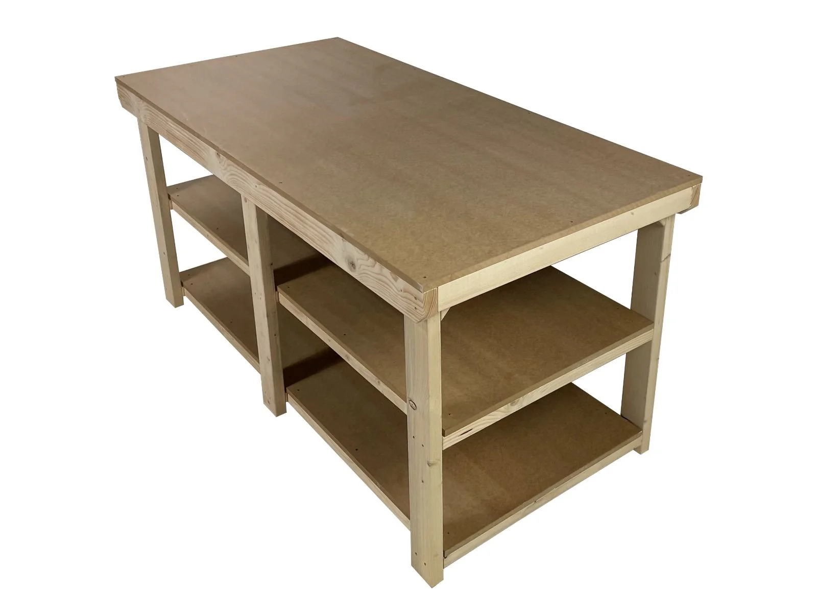 Wooden Workbench MDF Top Depth-3ft With Double Shelf - Image 9