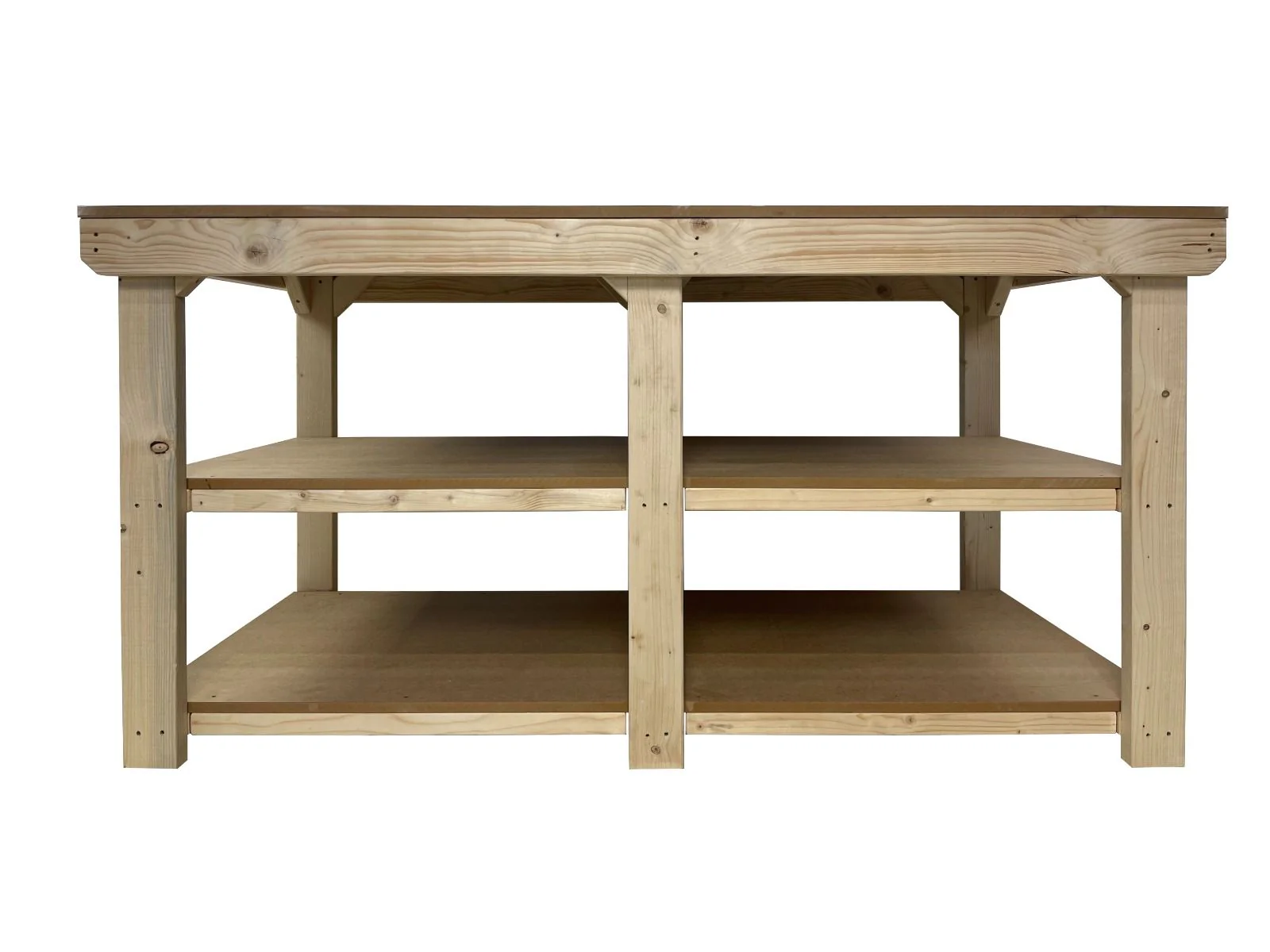 Wooden Workbench MDF Top Depth-3ft With Double Shelf - Image 10