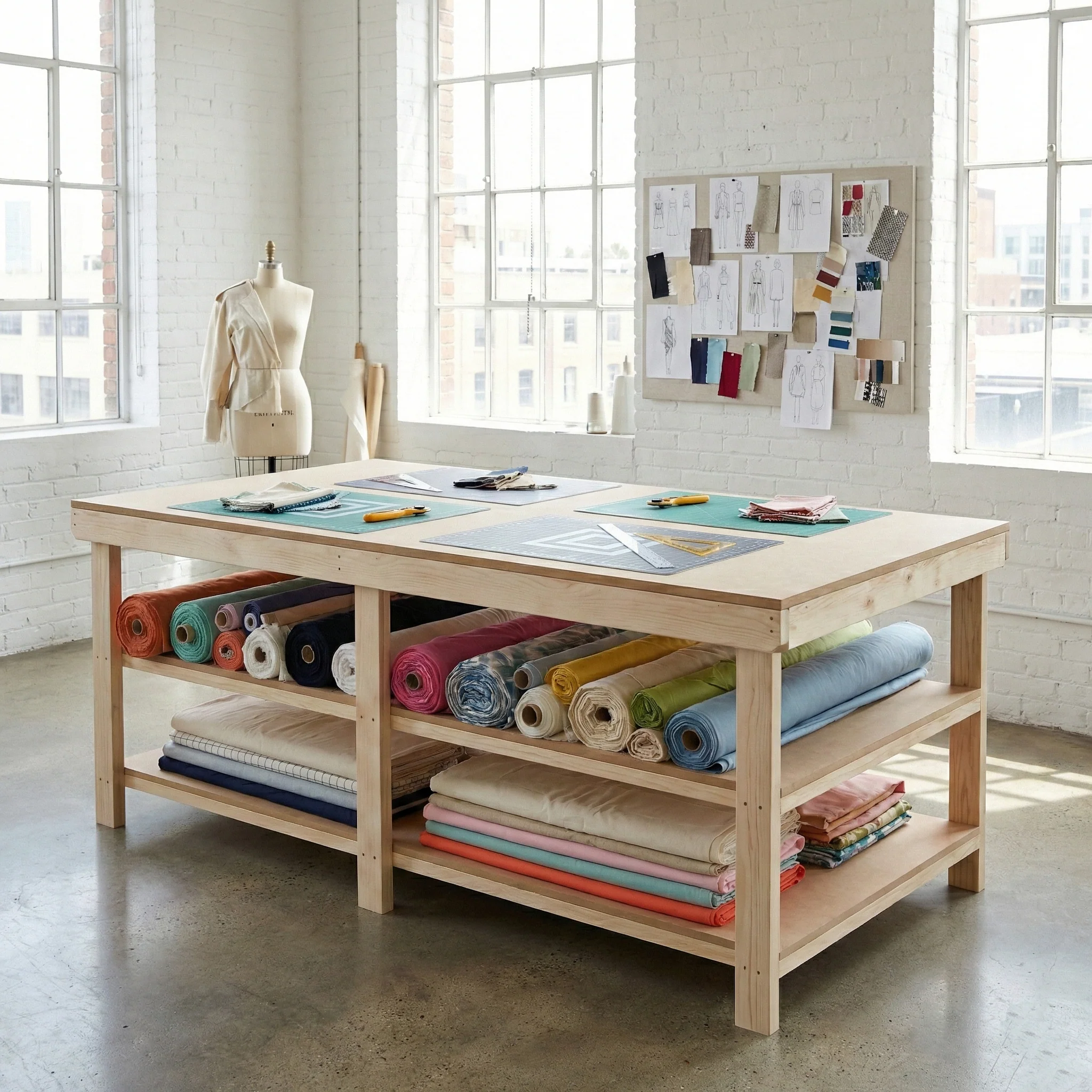 Wooden Workbench MDF Top Depth-4ft With Double Shelf - Image 3