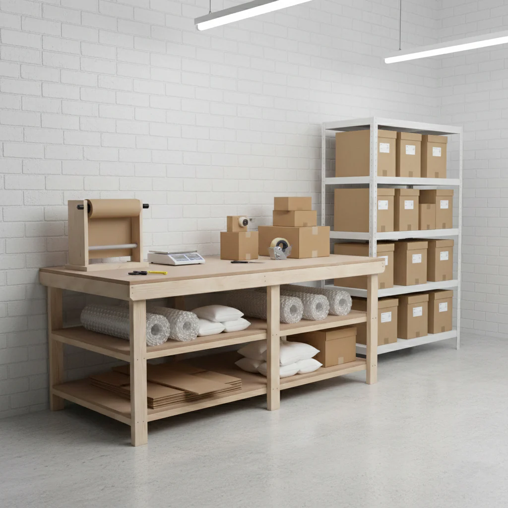 Wooden Workbench MDF Top Depth-4ft With Double Shelf - Image 5