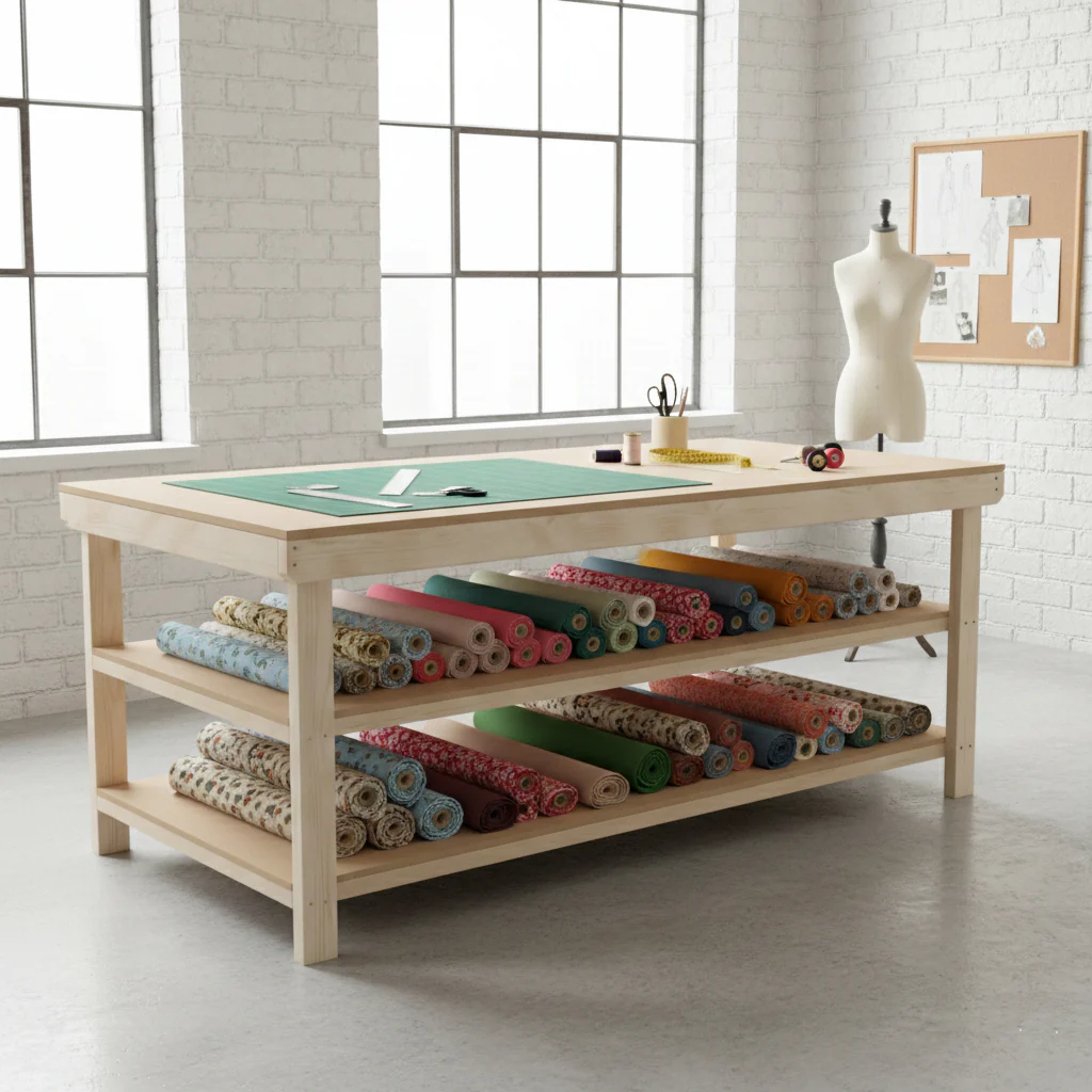 Wooden Workbench MDF Top Depth-4ft With Double Shelf - Image 8