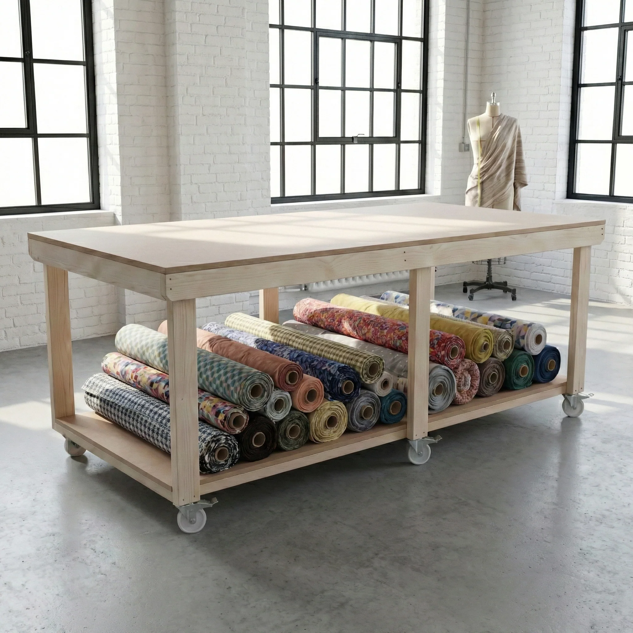 Wooden Workbench MDF Top Depth-4ft With Wheels - Image 7