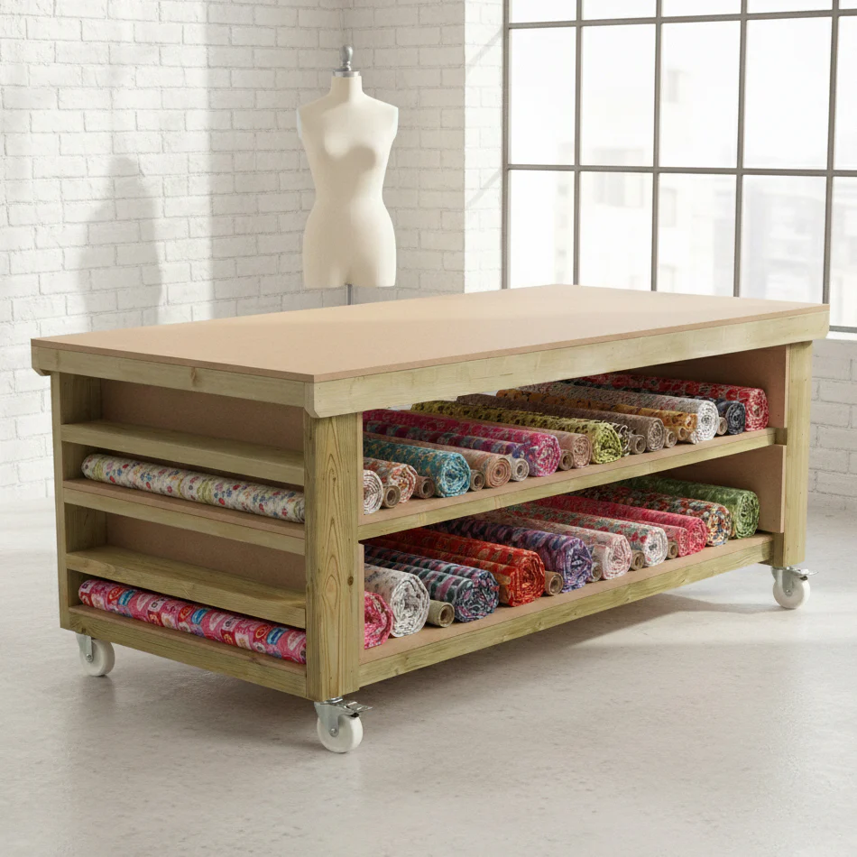 Wooden Workbench MDF Top with Extra shelving Depth-3ft With Double Shelf - Image 12