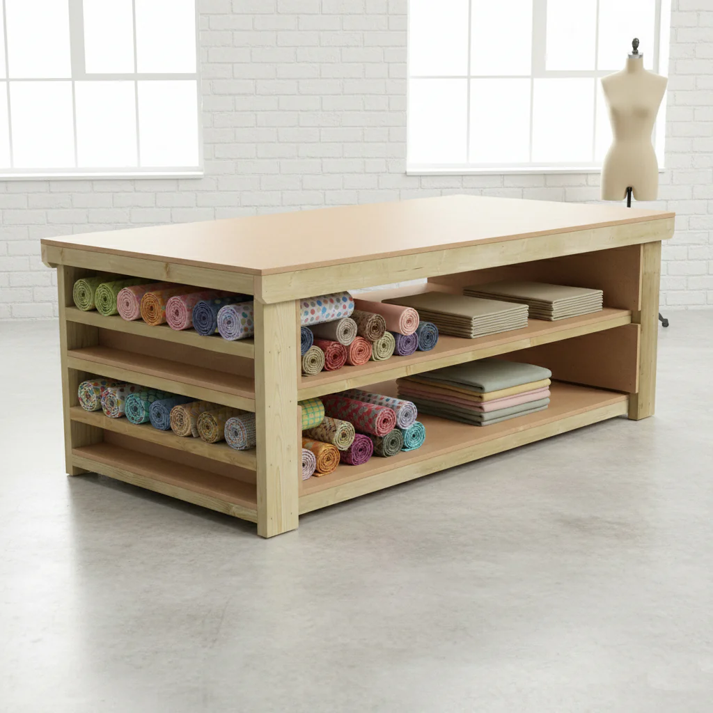 Wooden Workbench MDF Top with Extra shelving Depth-3ft With Double Shelf - Image 8
