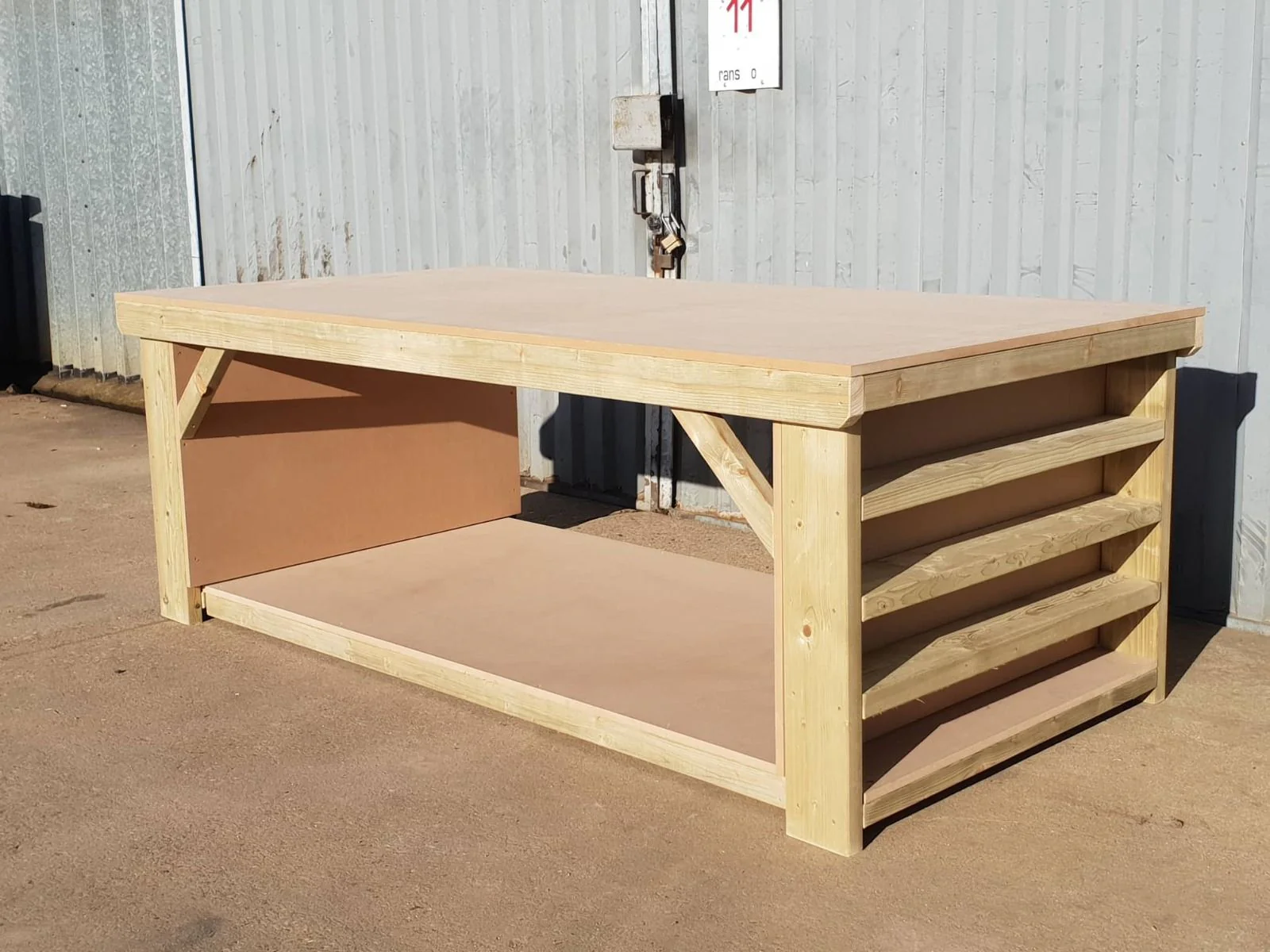 Wooden Workbench MDF Top with Extra shelving Depth-4ft - Image 12
