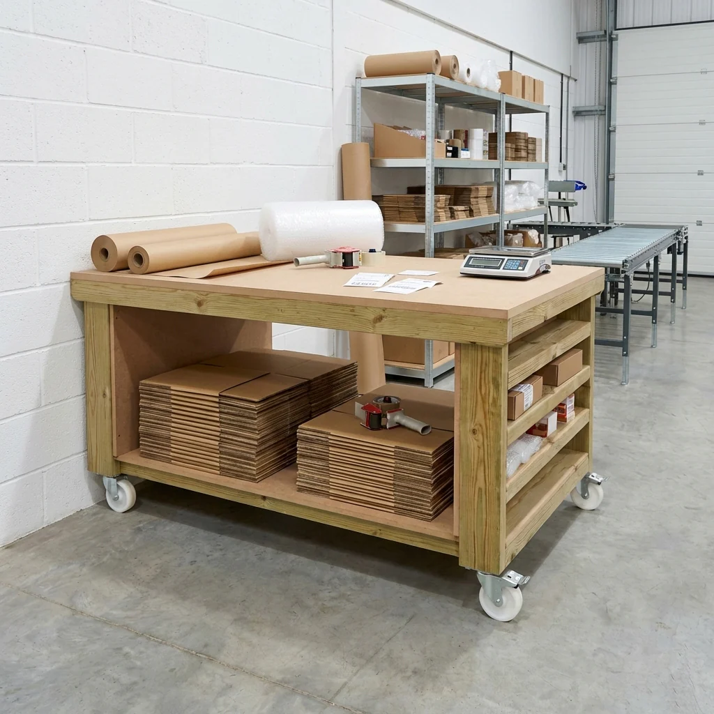 Wooden Workbench MDF Top with Extra shelving Depth-4ft - Image 9