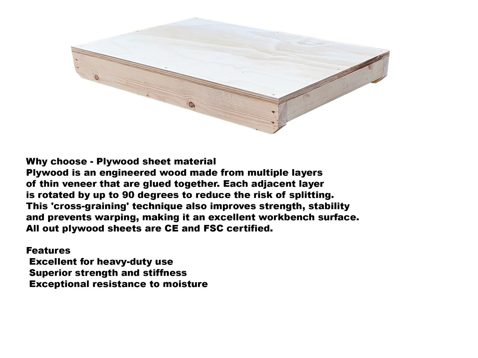 Wooden Workbench Superior Strength 18mm Plywood Top With Back Panel And Double Shelf - Image 5