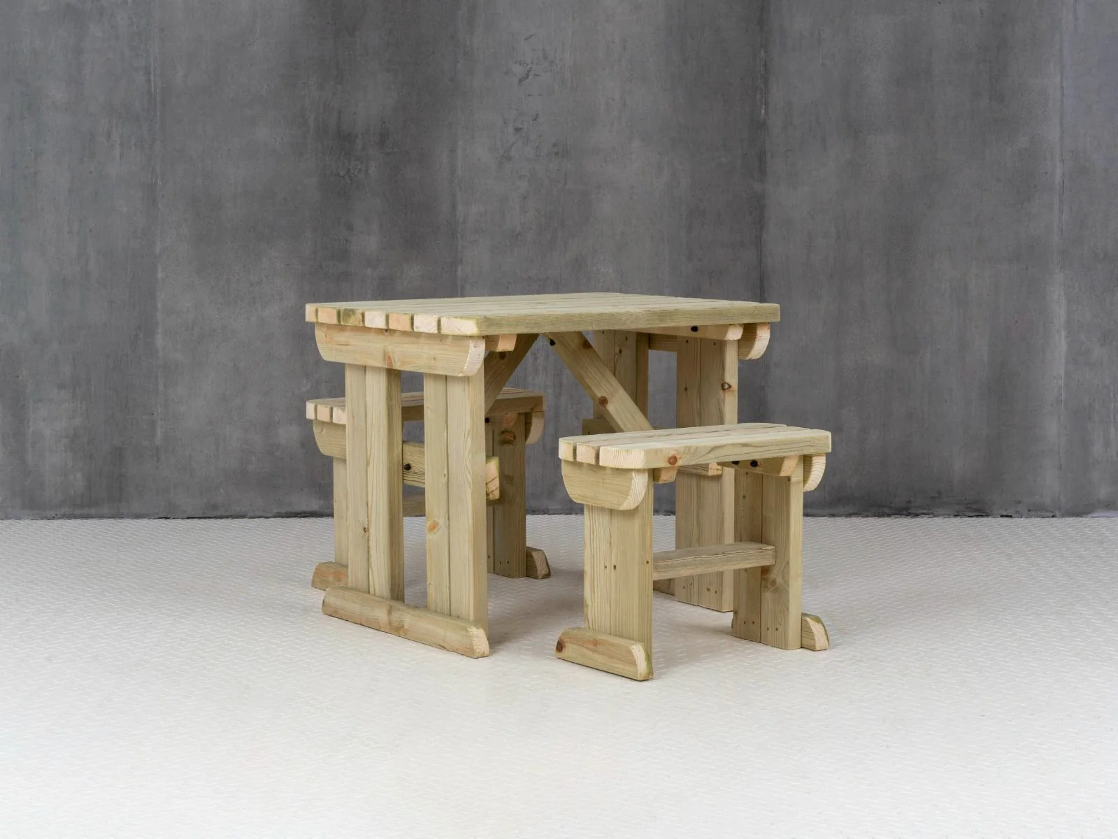 Yews Rounded Space Saving Picnic Table and Benches Set - Image 10