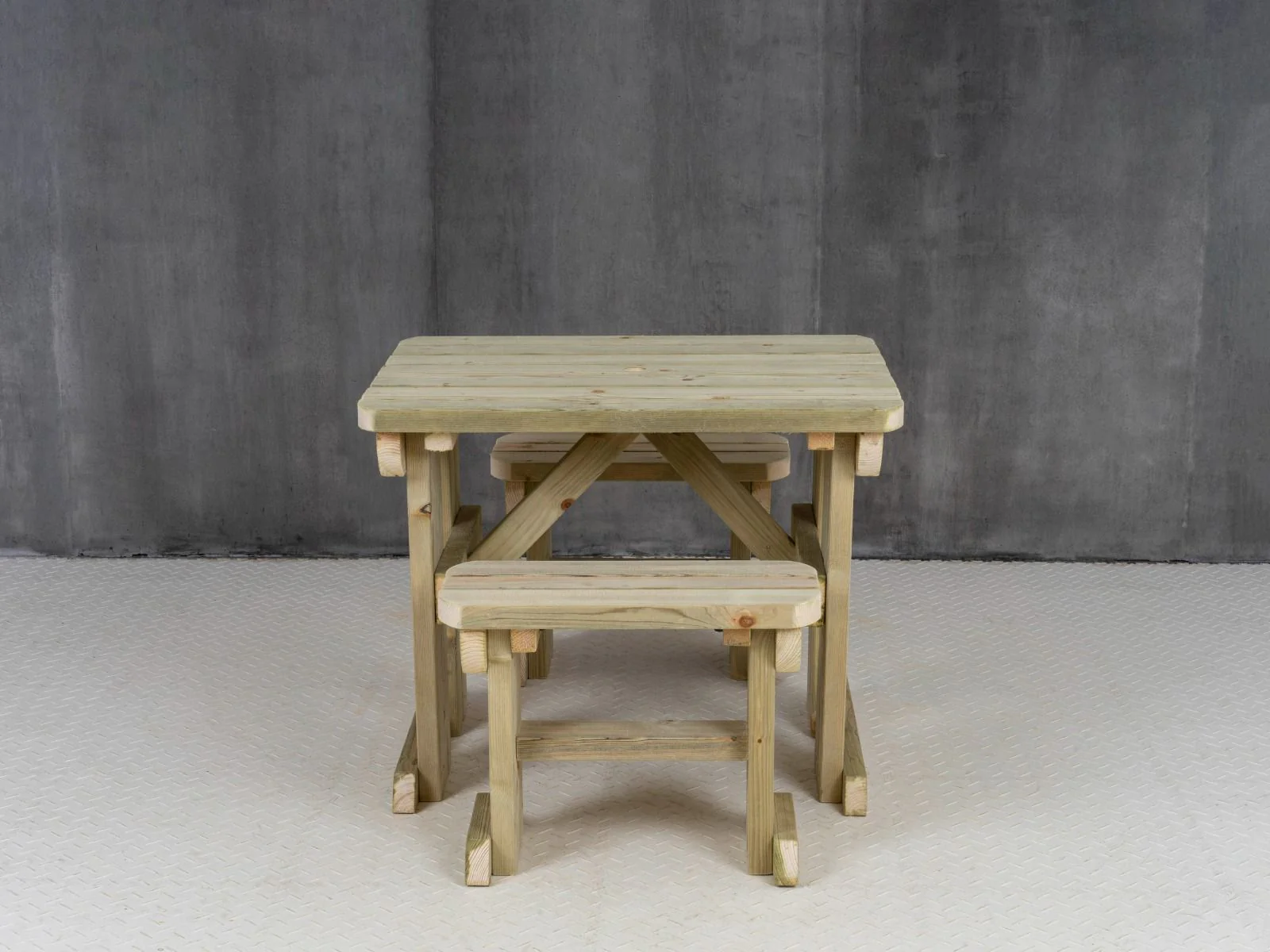Yews Rounded Space Saving Picnic Table and Benches Set - Image 11